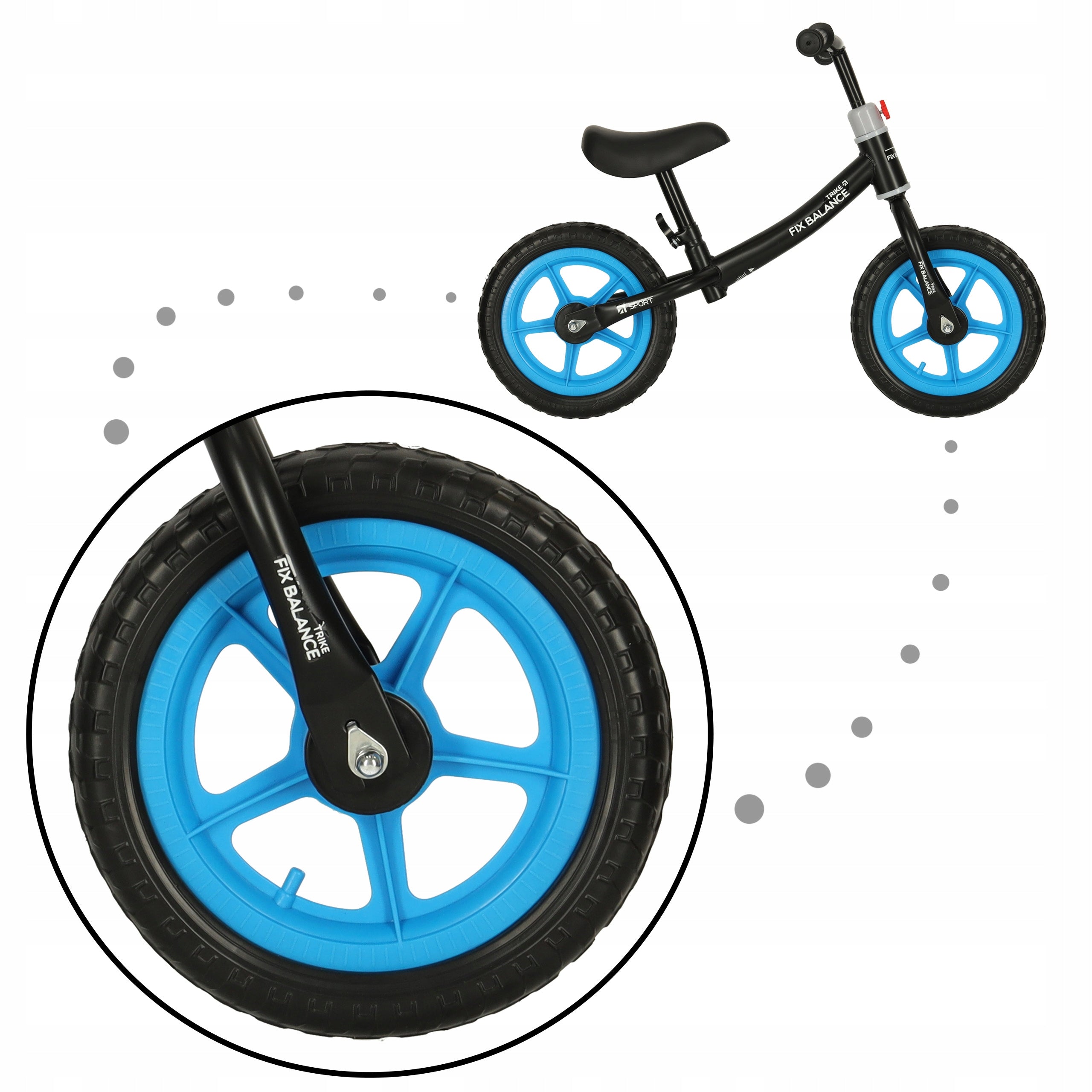BALANCE BIKE TRIKE FIX BALANCE FOR CHILDREN ULTRA LIGHT ADJUSTABLE BLACK Height 80–108 cm