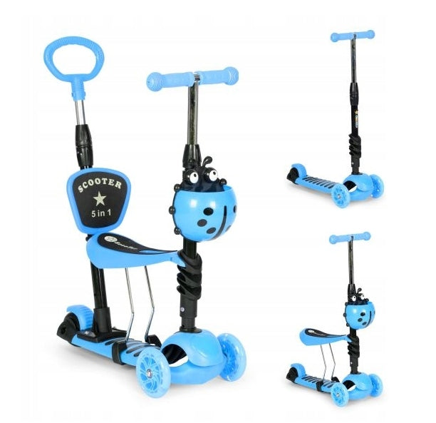 BALANCE SCOOTER 5in1 LADYBUG TRICYCLE LED BLUE Brake yes