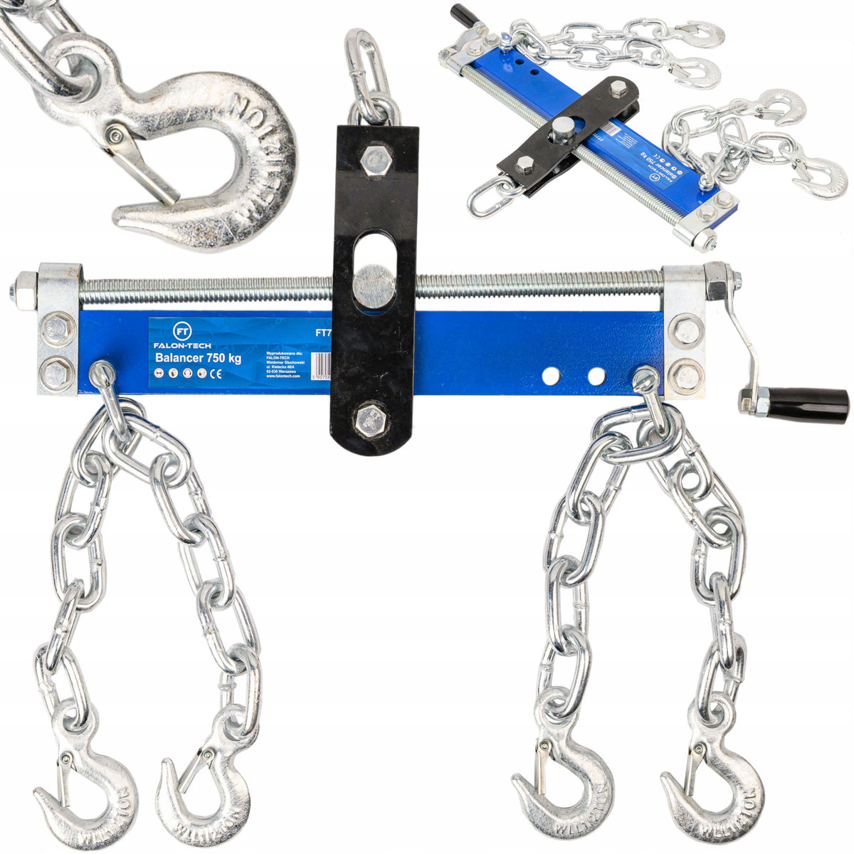 BALANCER BLOCK WITH HOOKS FOR WORKSHOP CRANE 750KG