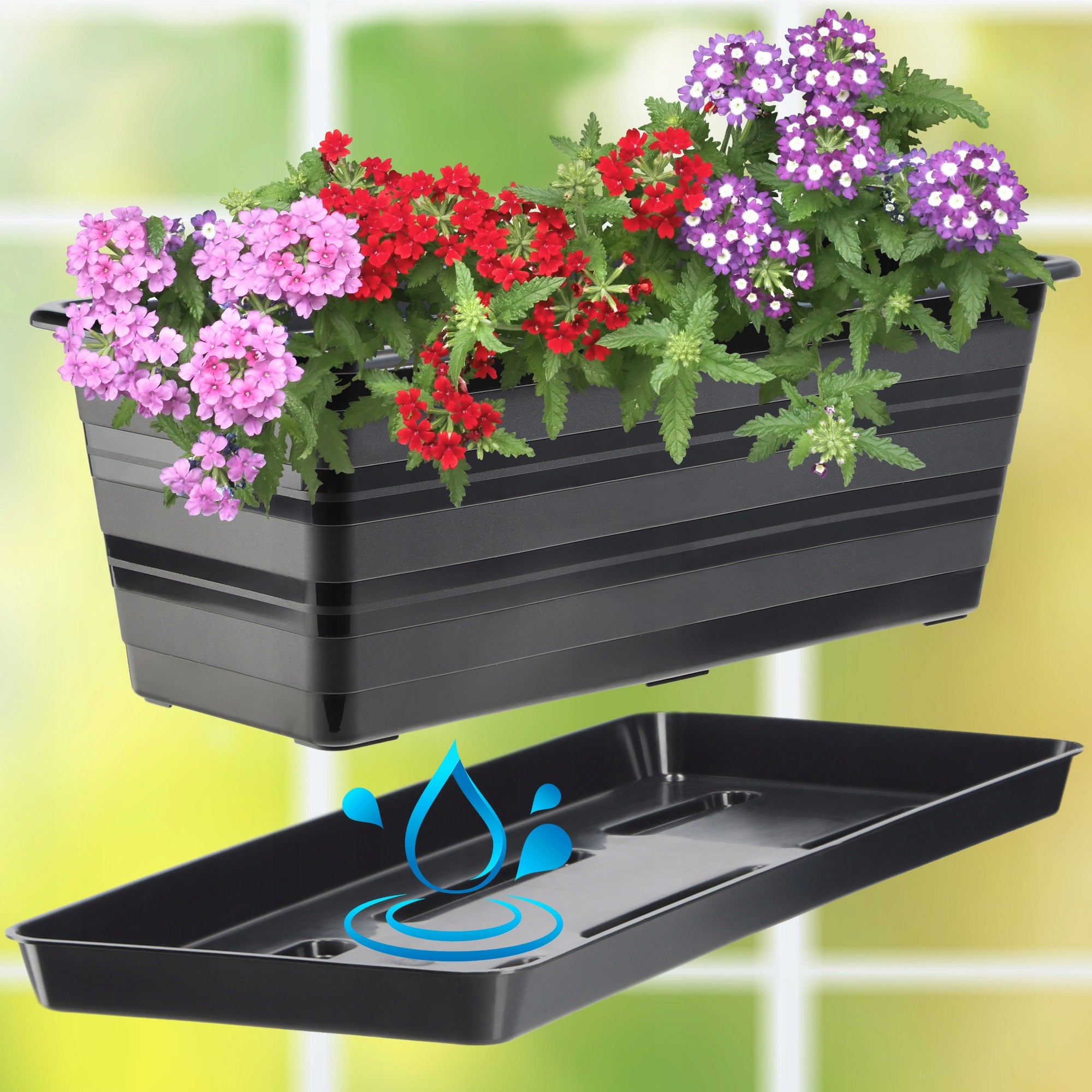 BALCONY BOX 39 cm FLOWER POT STAND HANDLES BALCONY Brand Kadax