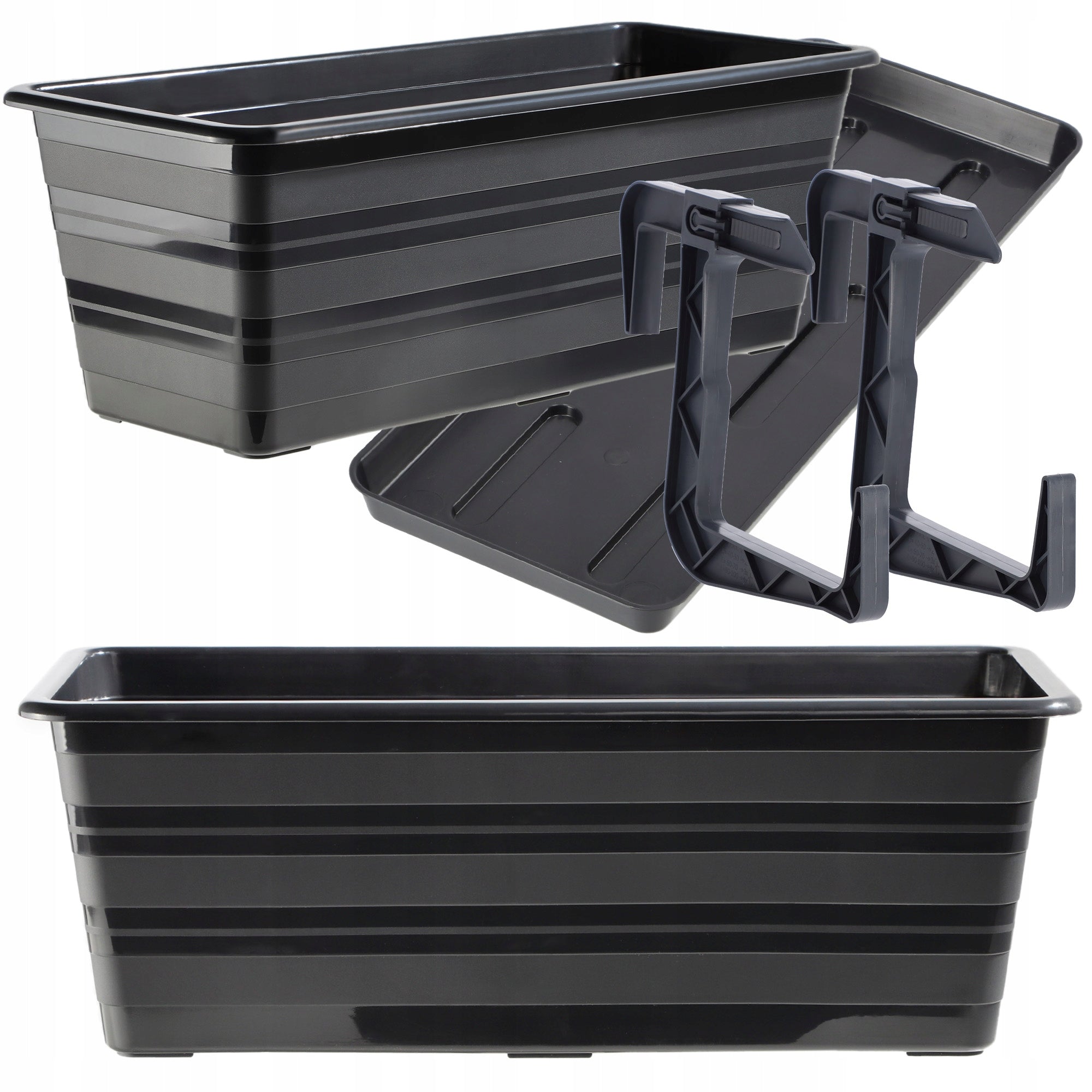 BALCONY BOX 39 cm FLOWER POT STAND HANDLES BALCONY Material synthetic material