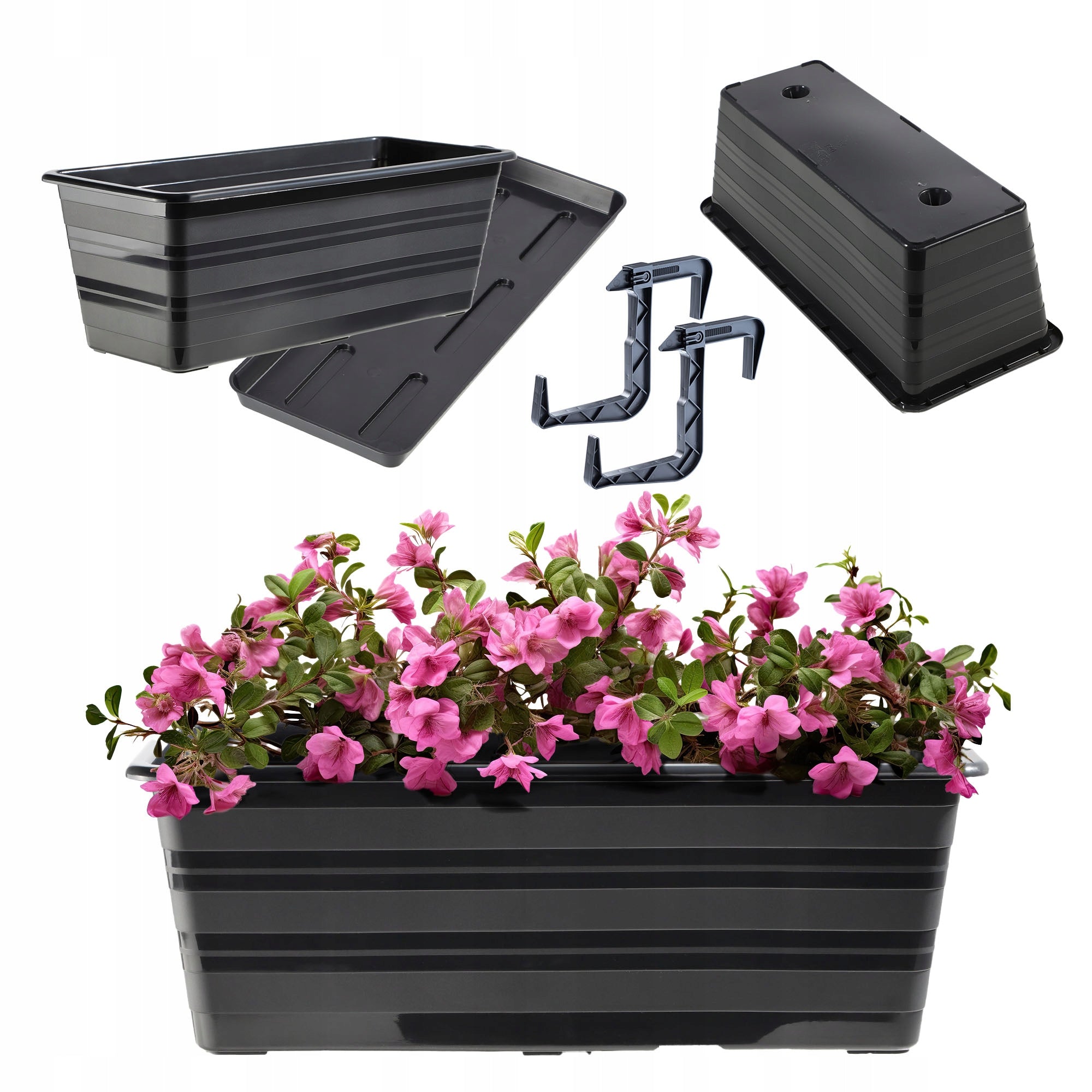 BALCONY BOX 39 cm FLOWER POT STAND HANDLES BALCONY