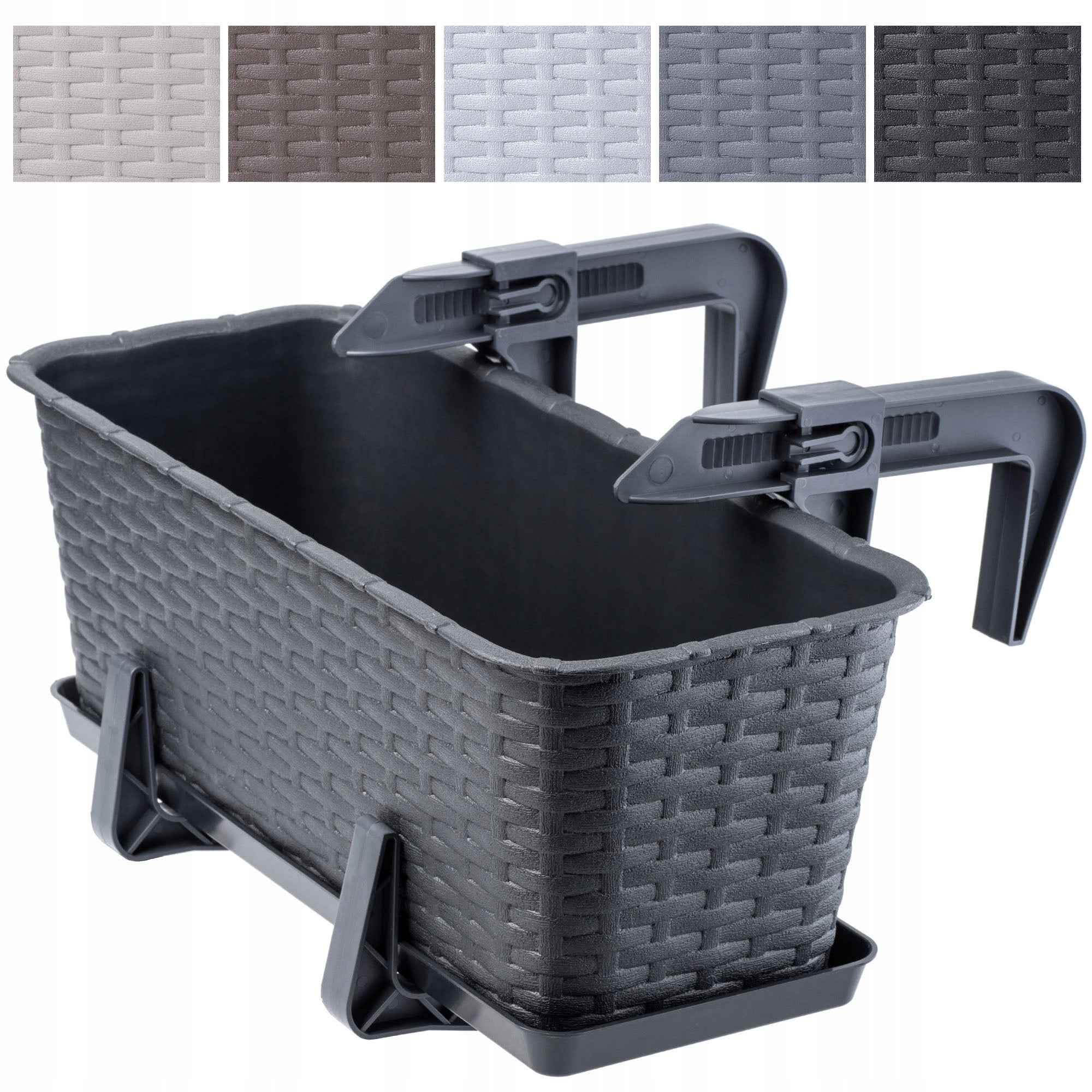 BALCONY BOX 40 cm FLOWER POT STAND HANDLES BALCONY Maximum length 40 cm