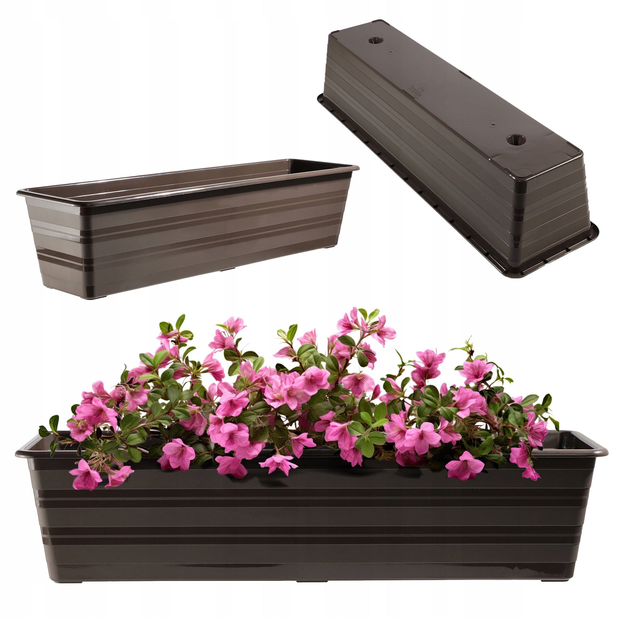 BALCONY BOX 59 cm FLOWER POT FLOWERBED BALCONY BROWN