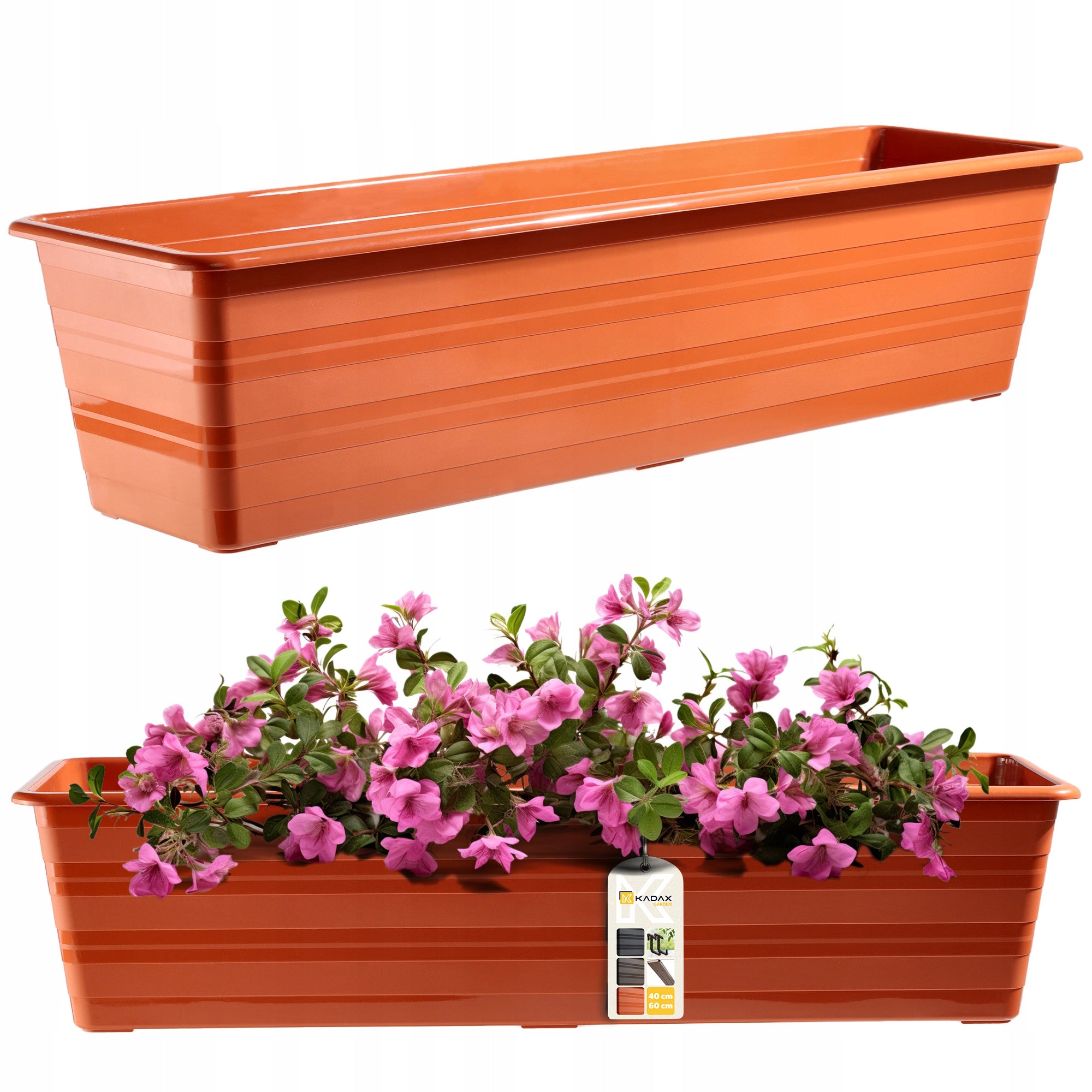 BALCONY BOX 59 cm FLOWER POT FLOWERBED BALCONY TERRACOTTA Maximum width 17 cm