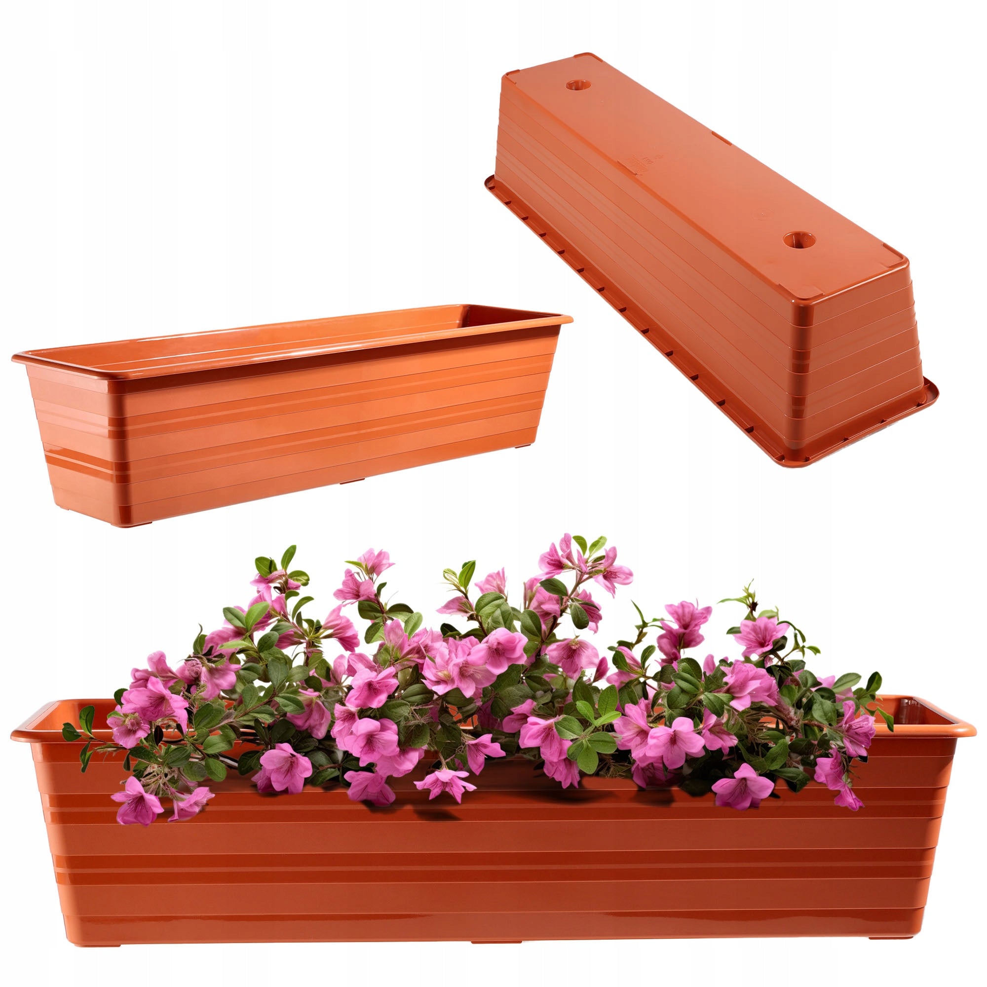BALCONY BOX 59 cm FLOWER POT FLOWERBED BALCONY TERRACOTTA