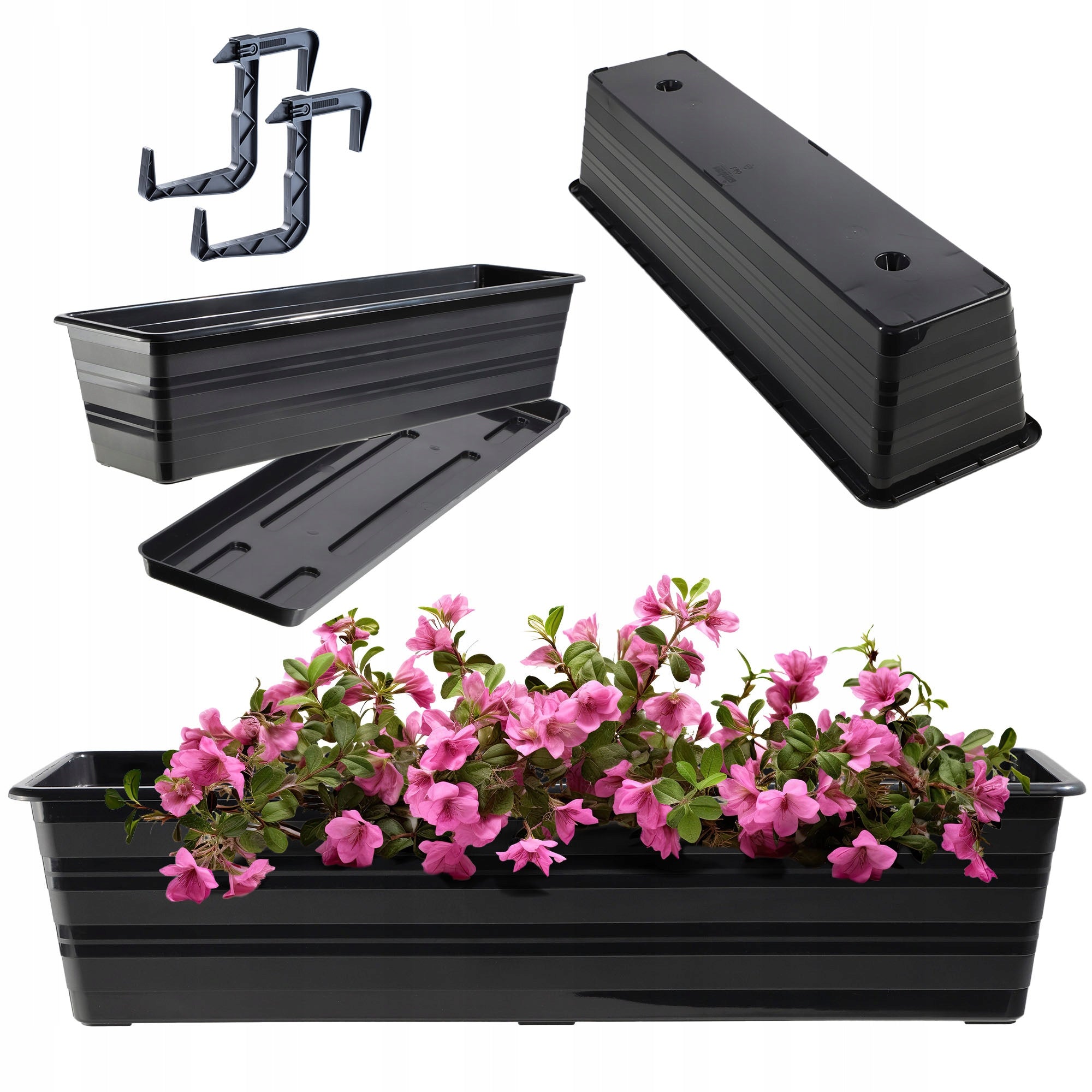 BALCONY BOX 59 cm FLOWER POT STAND HANDLES BALCONY