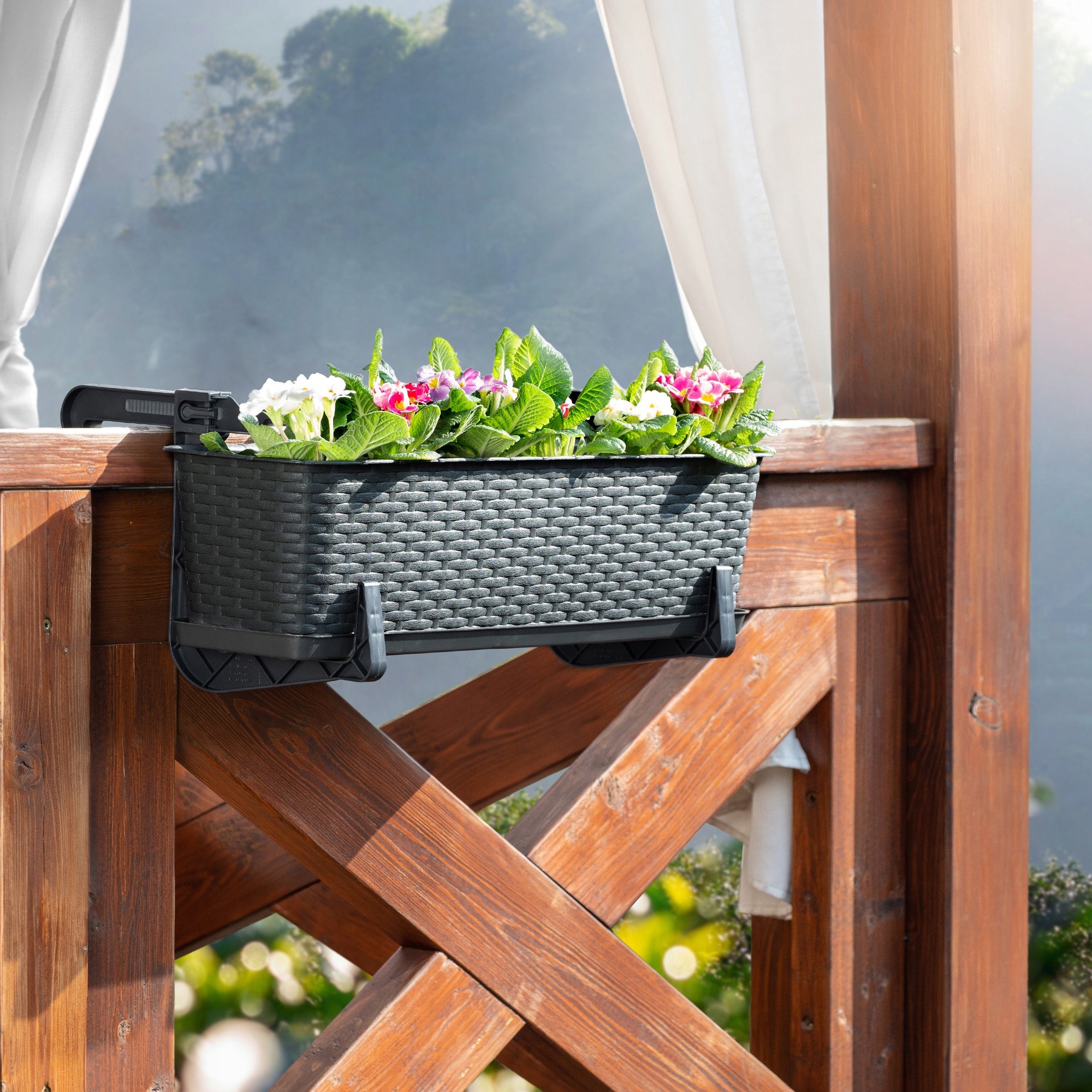 BALCONY BOX 60 cm FLOWER POT STAND HANDLES BALCONY Brand Kadax