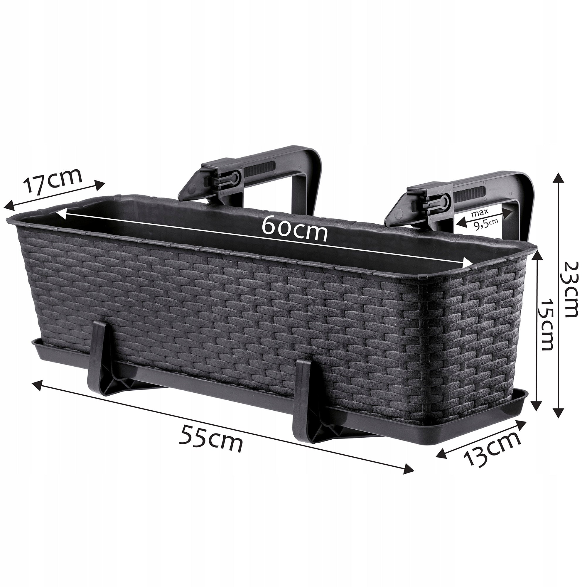 BALCONY BOX 60 cm FLOWER POT STAND HANDLES BALCONY Manufacturer code K2877