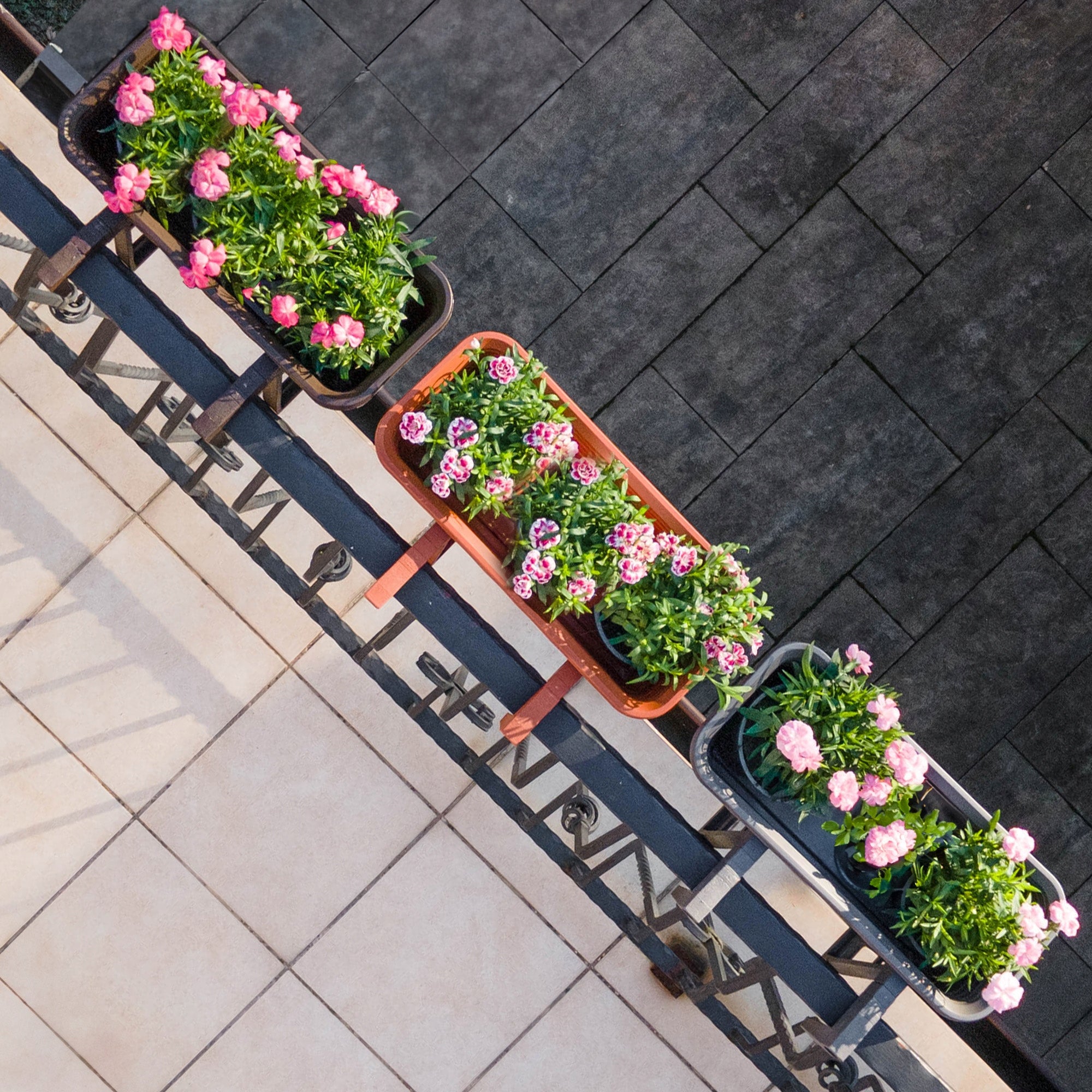BALCONY BOX FLOWER POT 50cm HANDLES STAND BALCONY BALUSTRADE Weight 0.66 kg