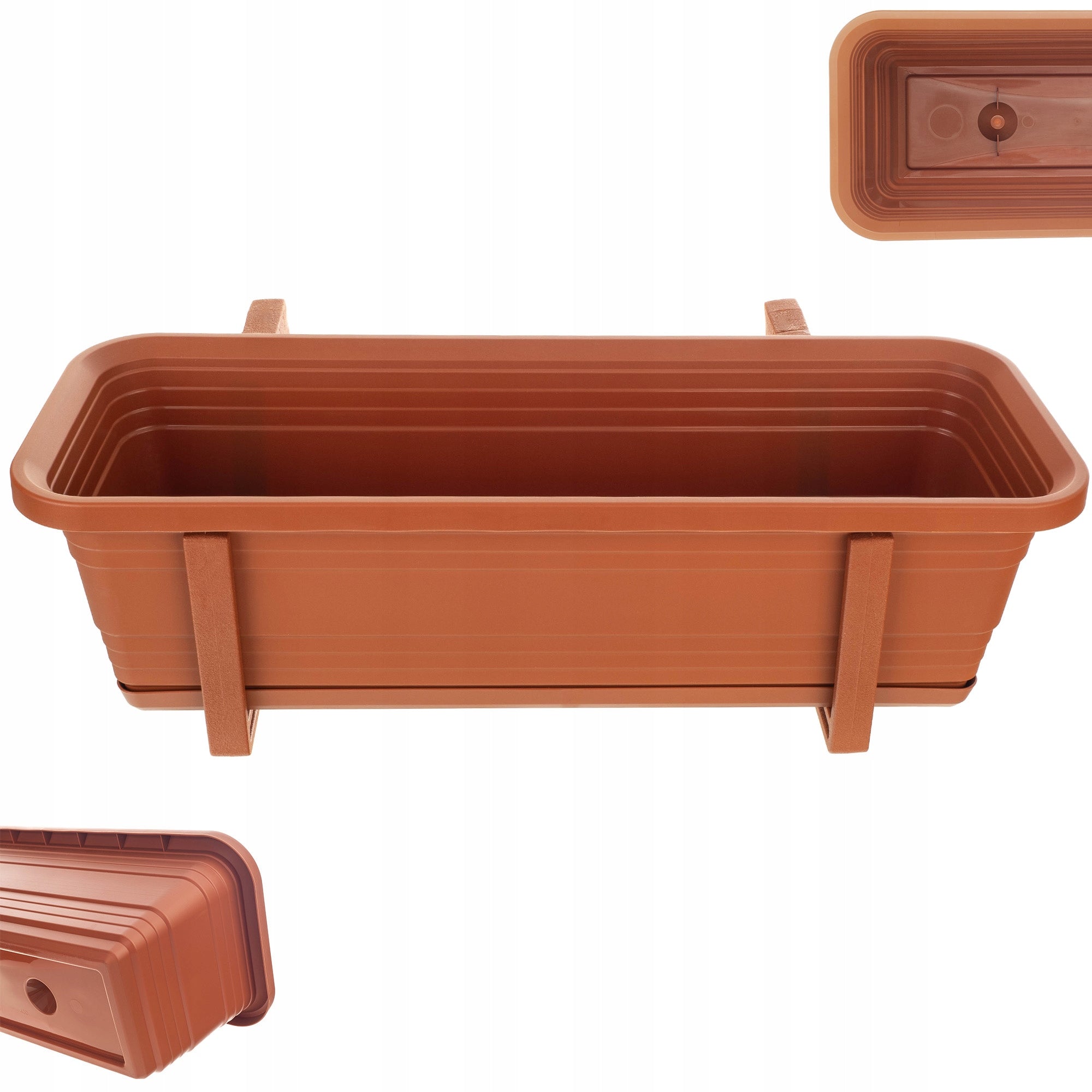 BALCONY BOX FLOWER POT 50cm HANDLES STAND BALCONY BALUSTRADE