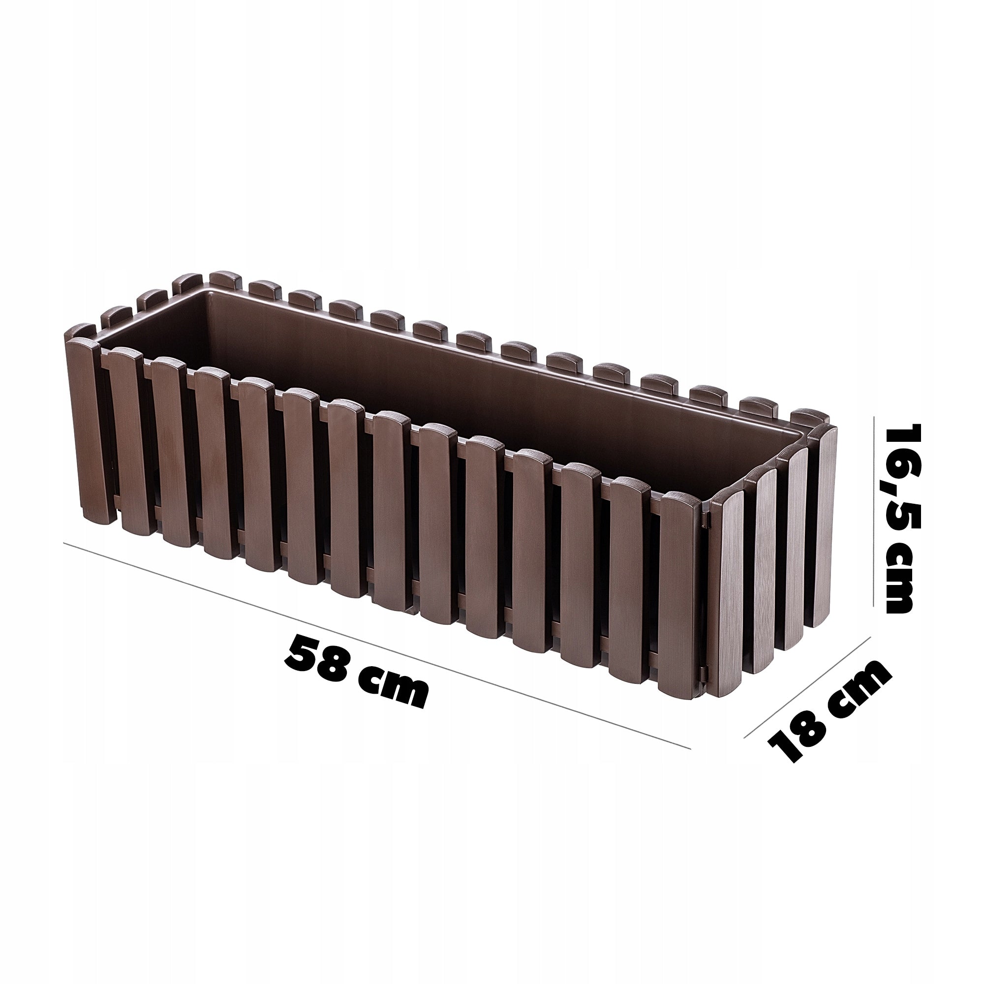 BALCONY BOX FLOWER POT 58x18x16,5 cm BROWN BALCONY Maximum length 58 cm