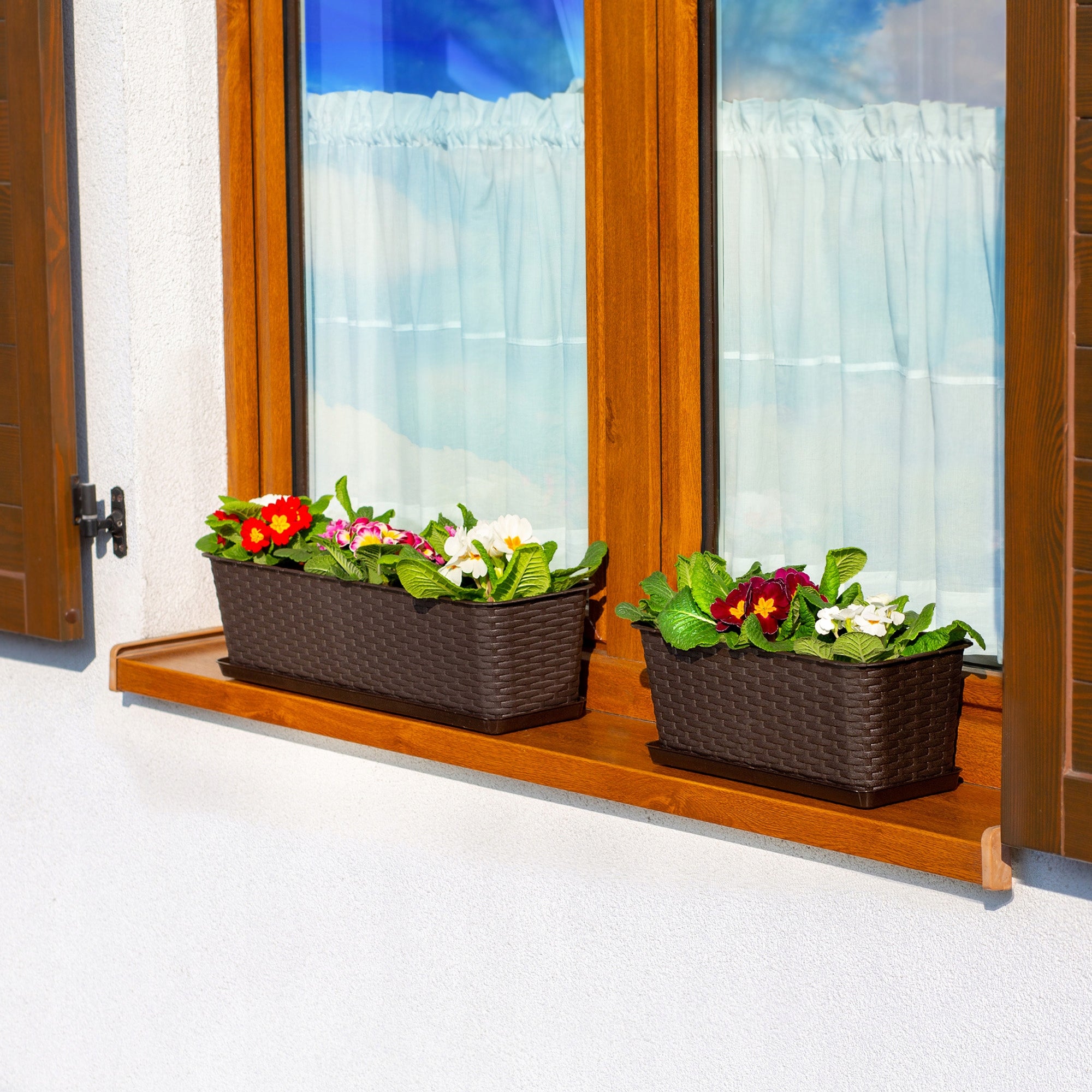 BALCONY BOX FLOWER POT 60cm FLOWER STAND BROWN Brand Kadax
