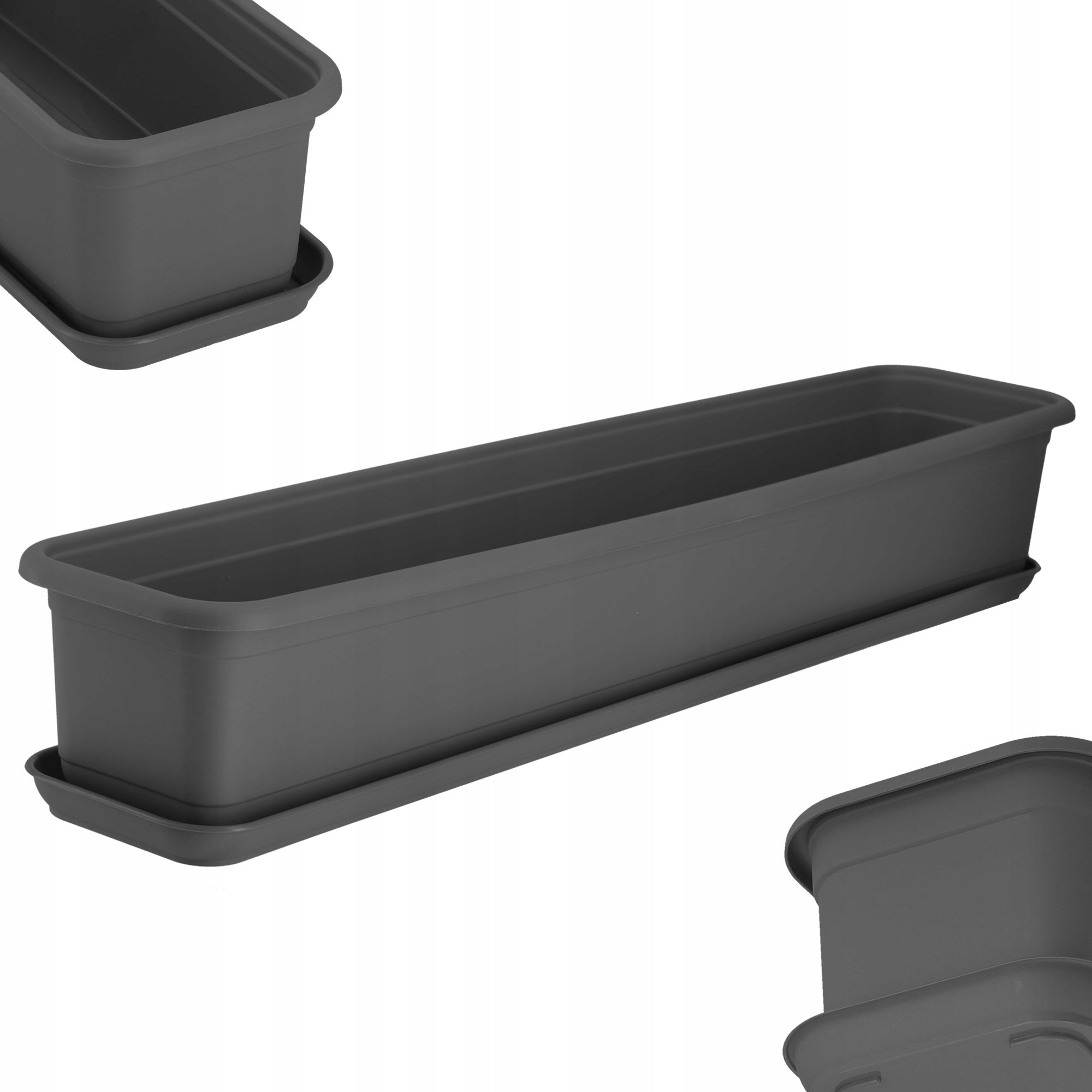 BALCONY BOX FLOWER POT 80cm WITH STAND BALCONY FLOWERS ANTHRACITE