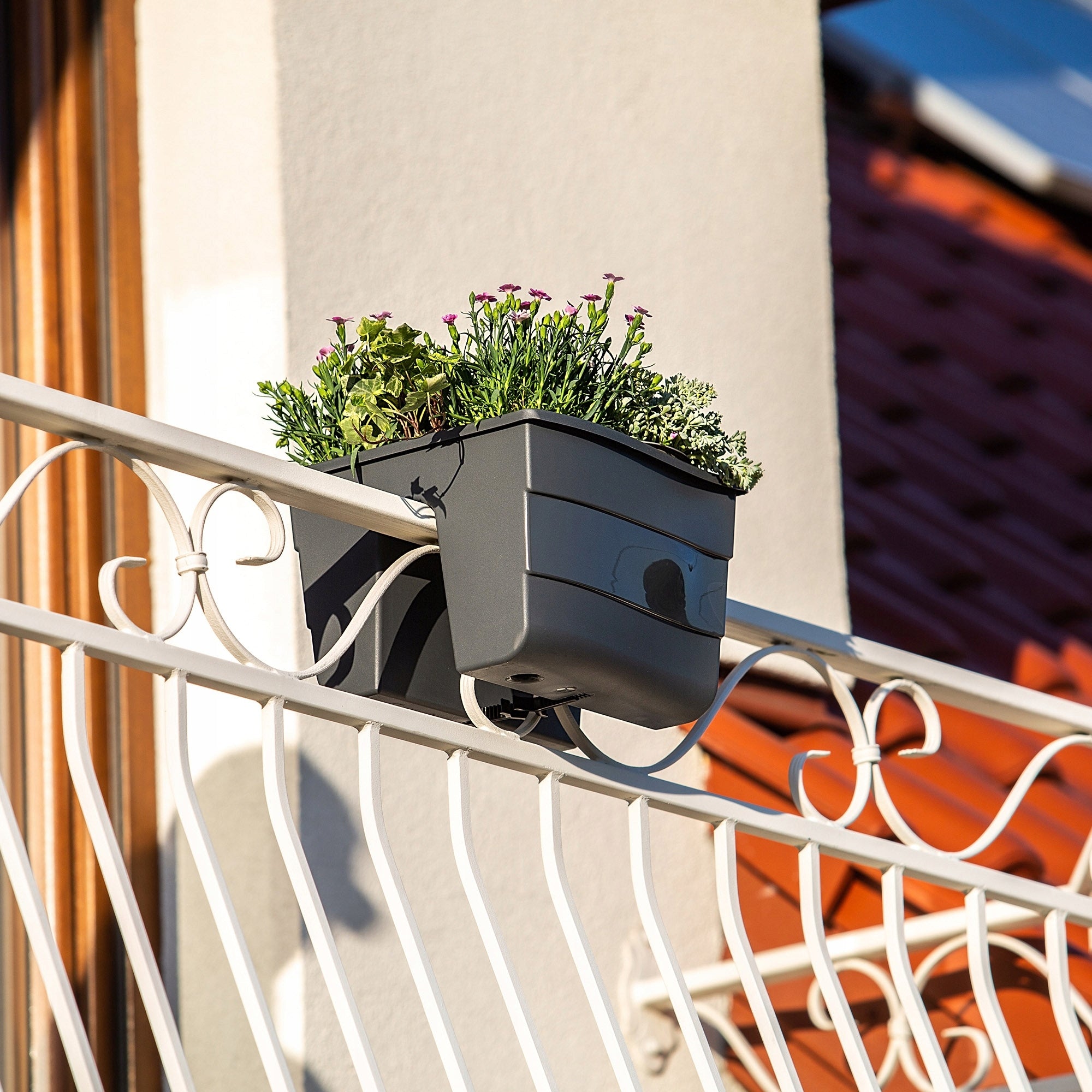 BALCONY BOX FLOWER POT FOR RAILING FLOWERS 29,5x28x19,5 cm Manufacturer code K53