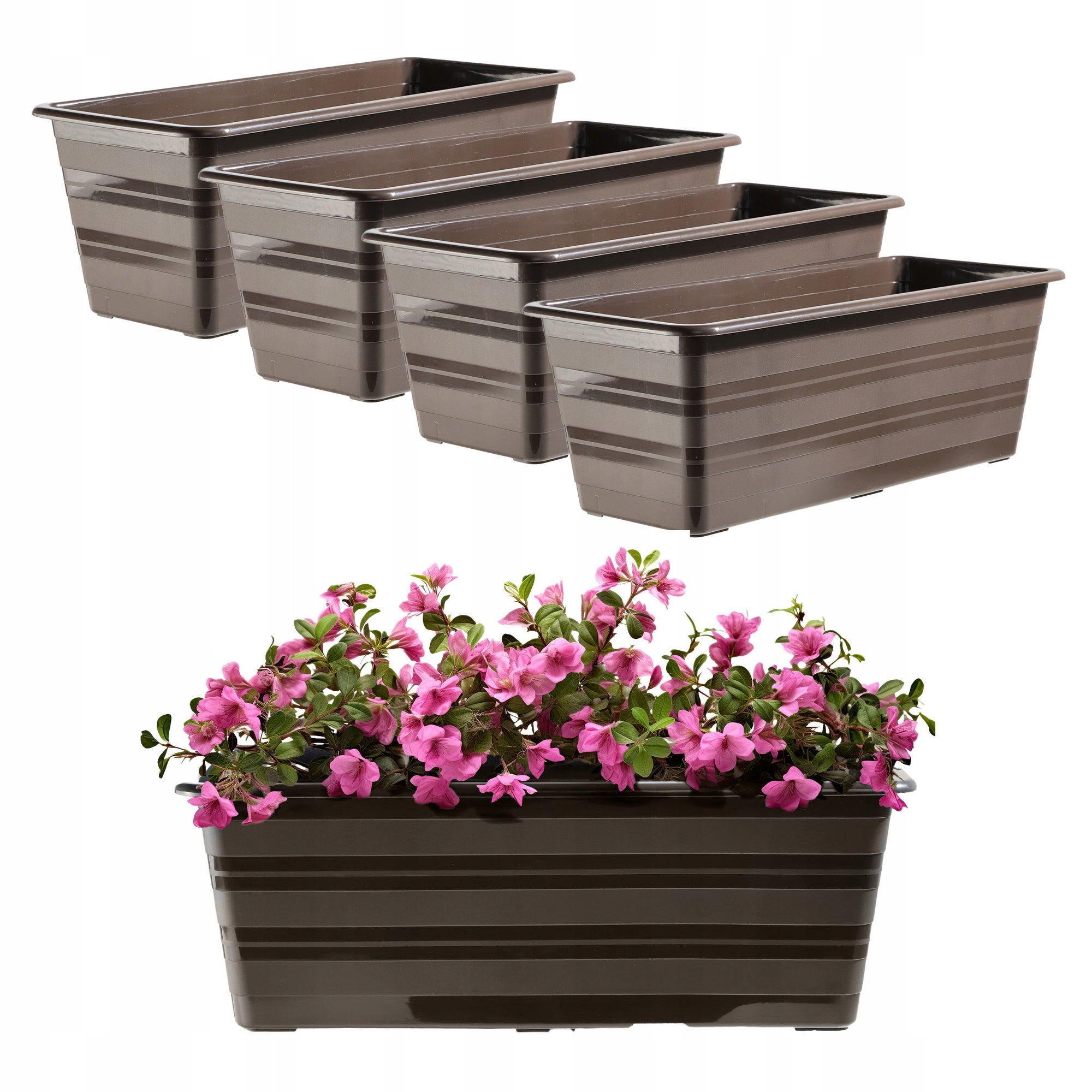 BALCONY BOX FLOWER POT LARGE 40cm FLOWERS PACKAGE 4 PCS FLOWERBED
