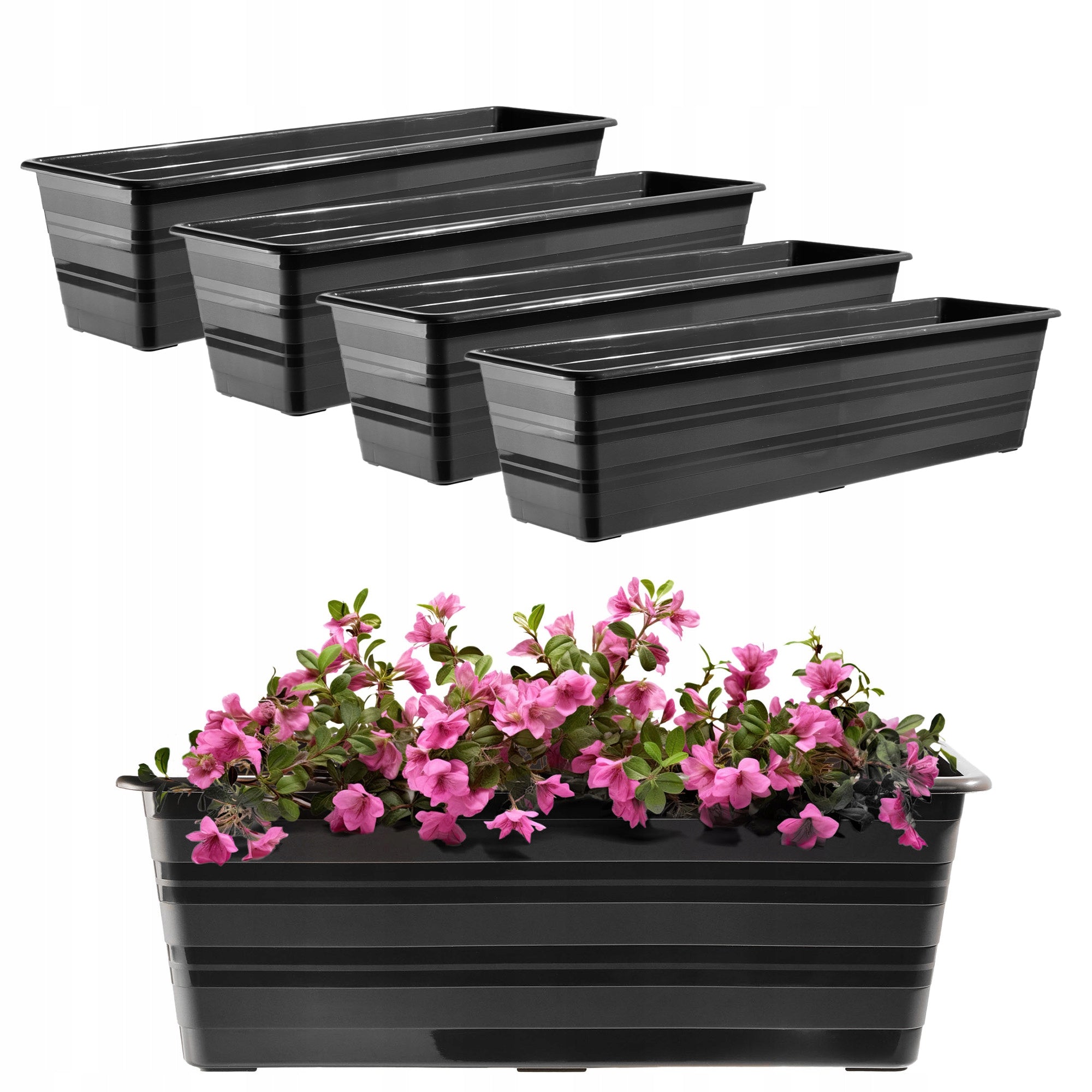 BALCONY BOX FLOWER POT LARGE 60cm FLOWERS PACKAGE 4 PCS FLOWERBED