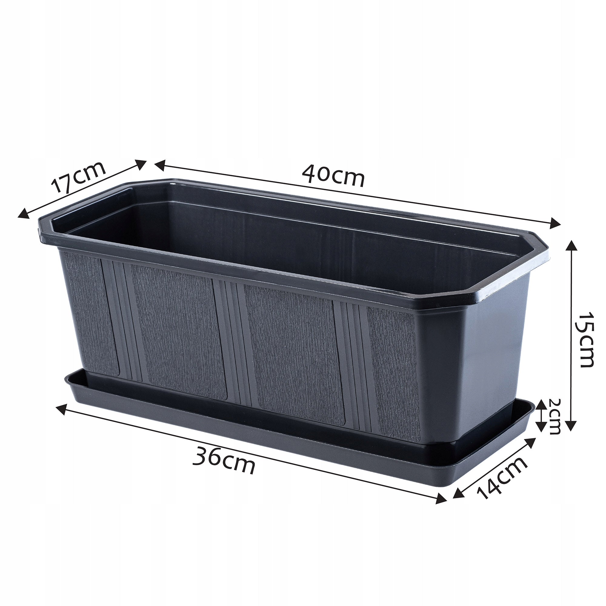 BALCONY BOX FLOWER POT PLANTER 40 cm WITH FLOWER STAND RAILING Brand Kadax