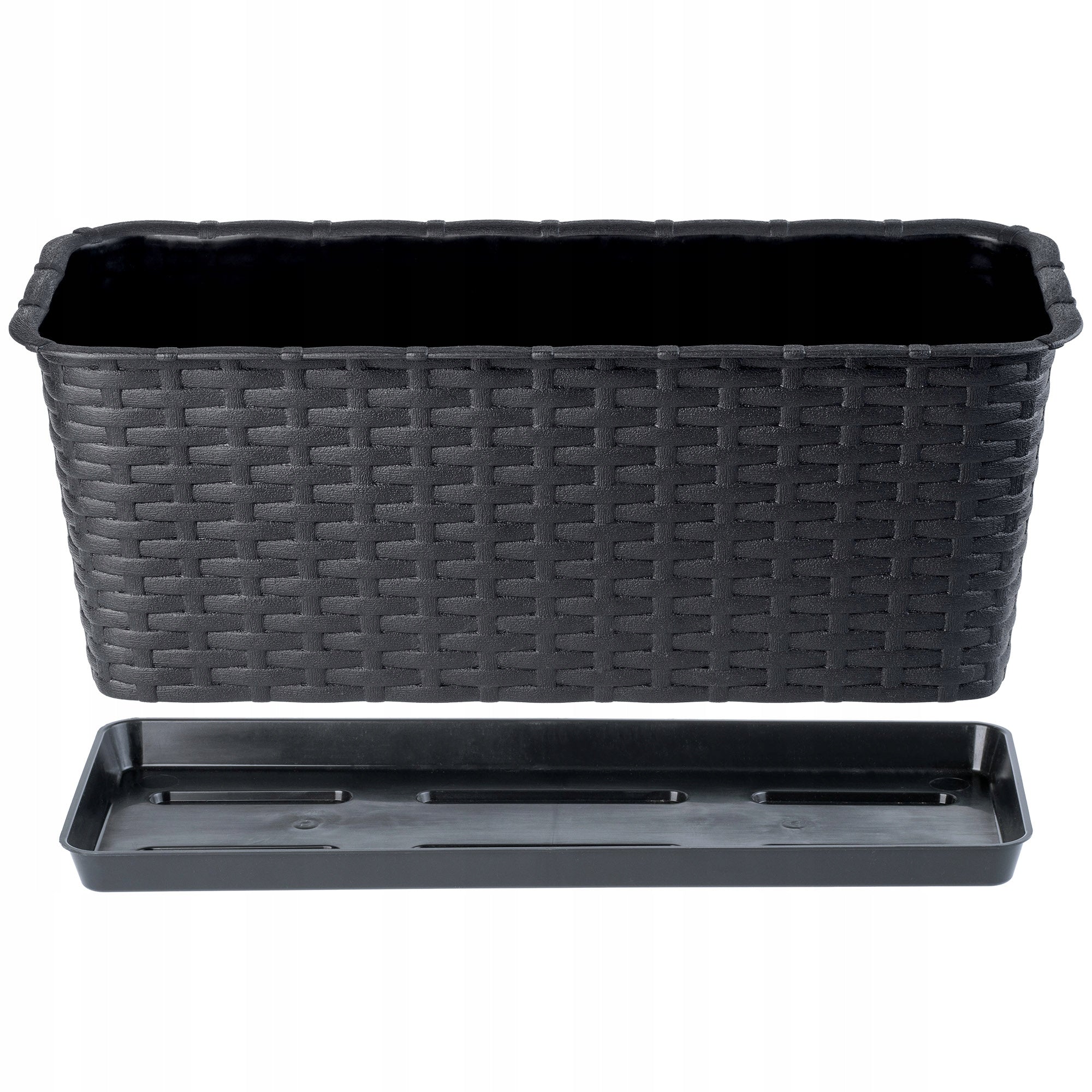 BALCONY BOX FLOWER POT WITH FLOWER STAND 40 cm ANTHRACITE Color gray