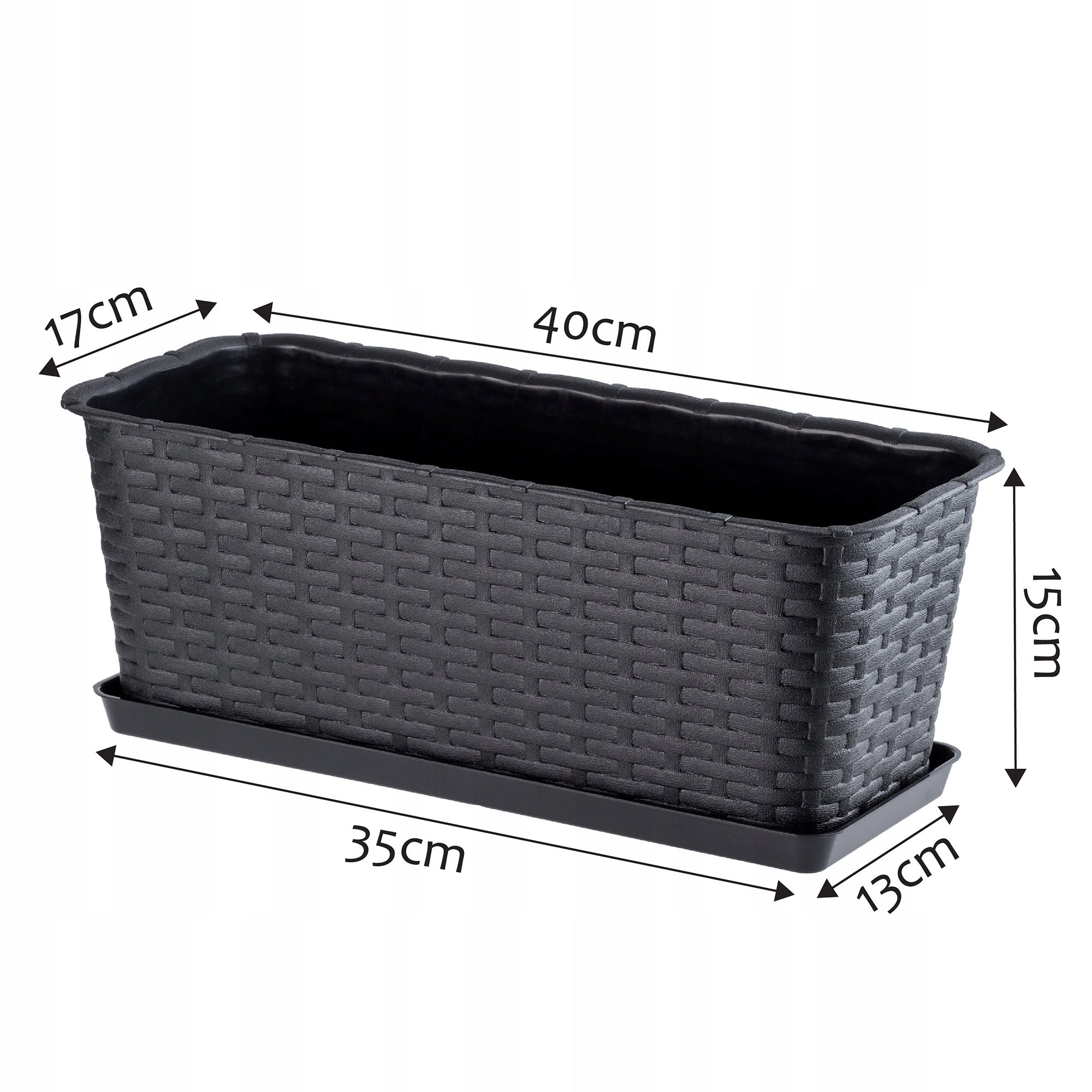 BALCONY BOX FLOWER POT WITH FLOWER STAND 40 cm ANTHRACITE Manufacturer code K2862