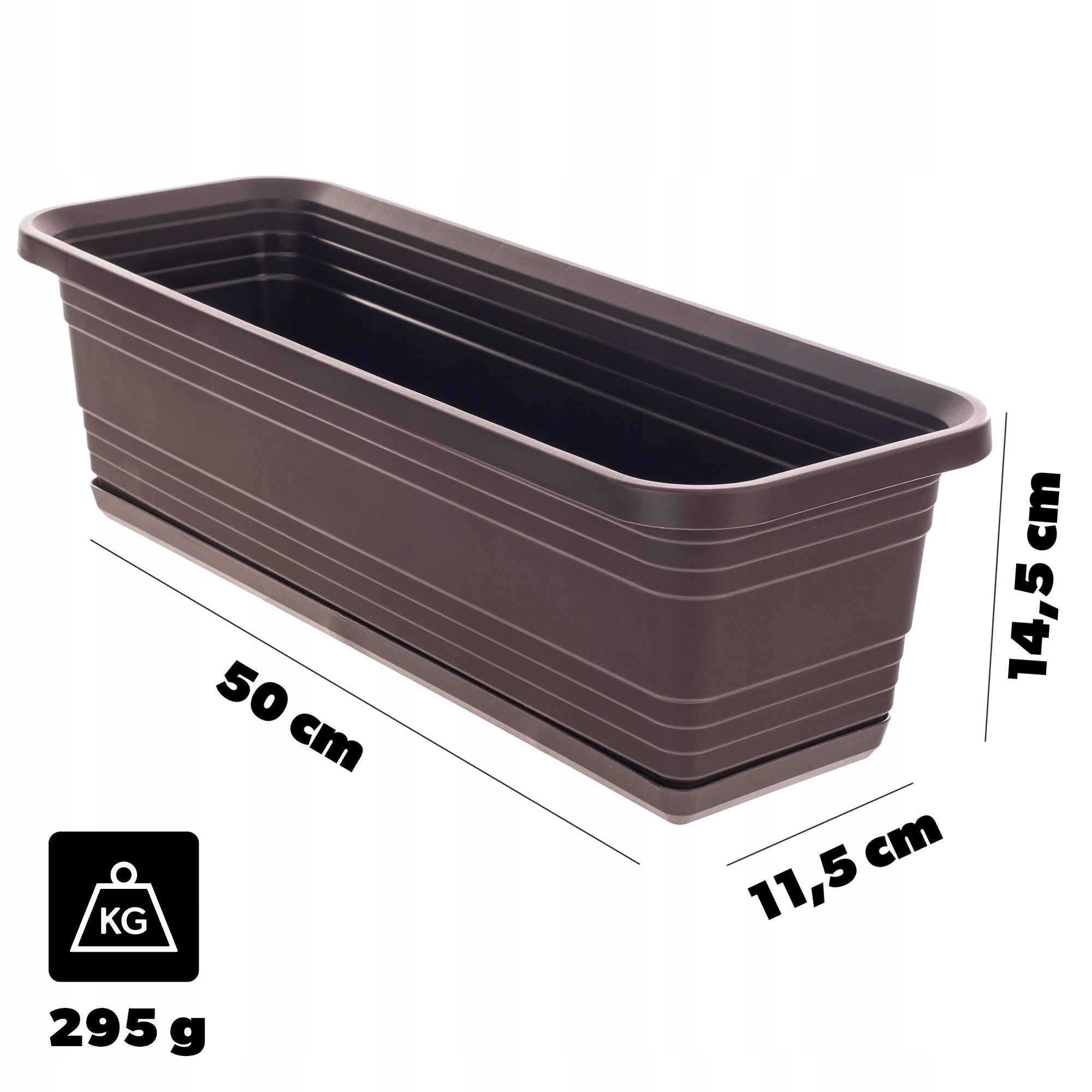 BALCONY FLOWER POT BOX FLOWER POT 50cm + MOCHA STAND Maximum length 50 cm