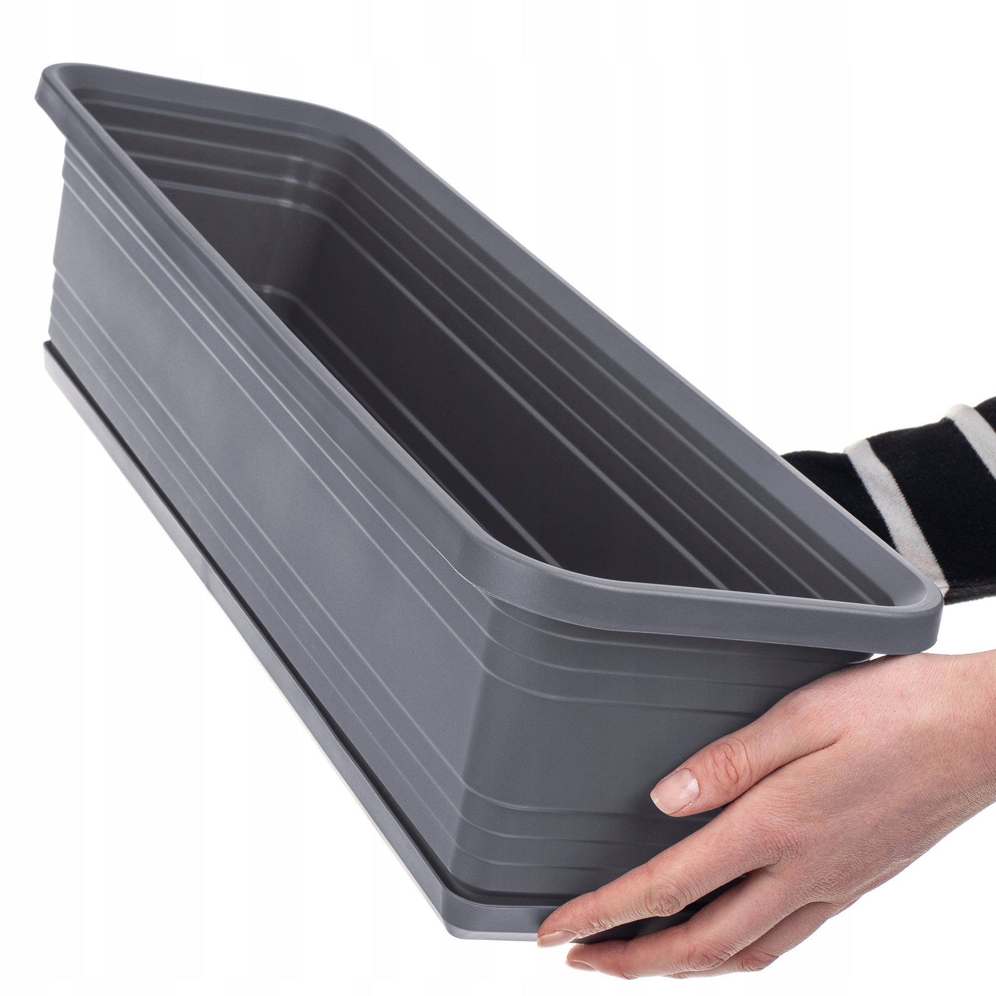 BALCONY FLOWER POT BOX FLOWER POT 60cm + STAND ANTHRACITE Maximum length 60 cm