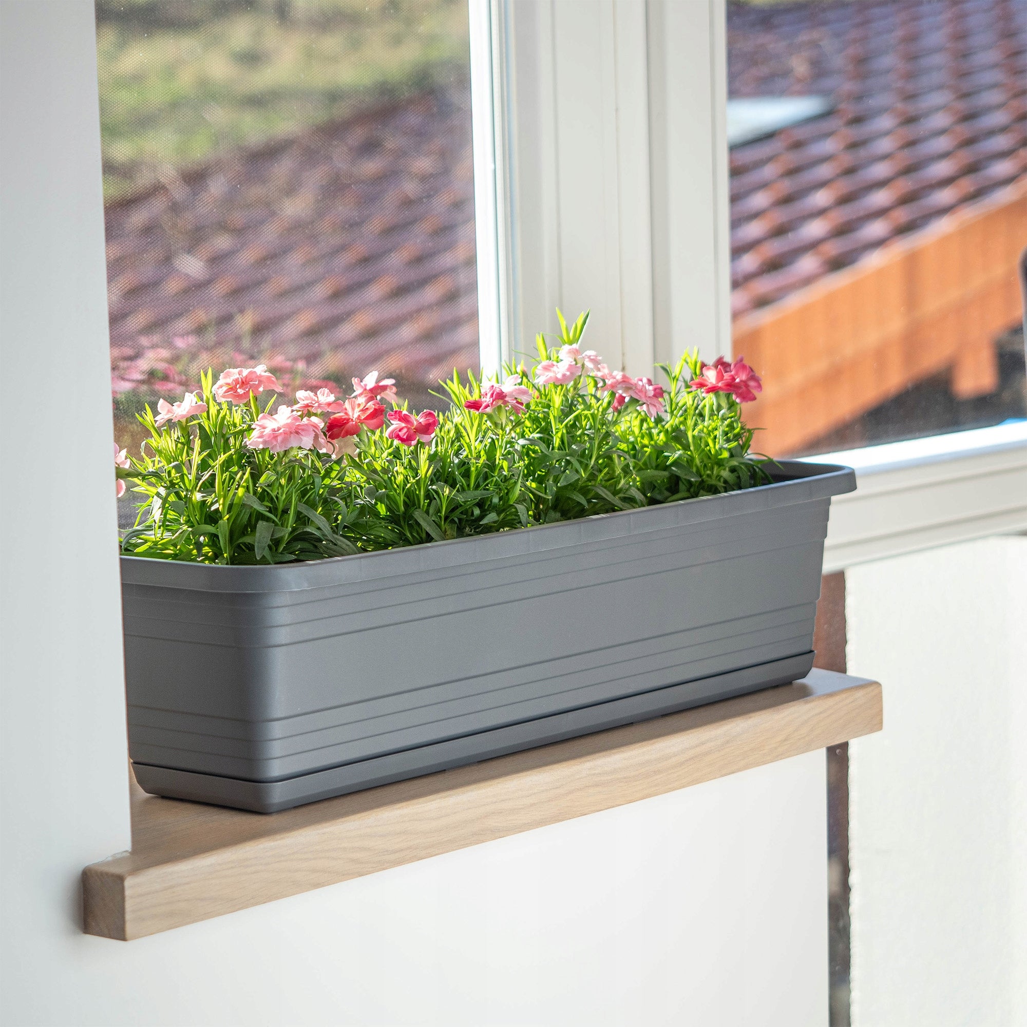 BALCONY FLOWER POT BOX FLOWER POT 60cm + STAND ANTHRACITE Packaging status original