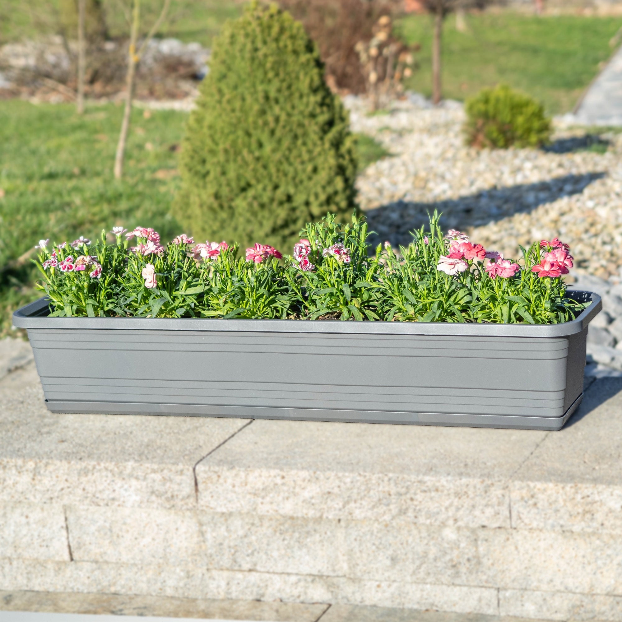 BALCONY FLOWER POT BOX FLOWER POT 80cm + STAND ANTHRACITE Brand Kadax