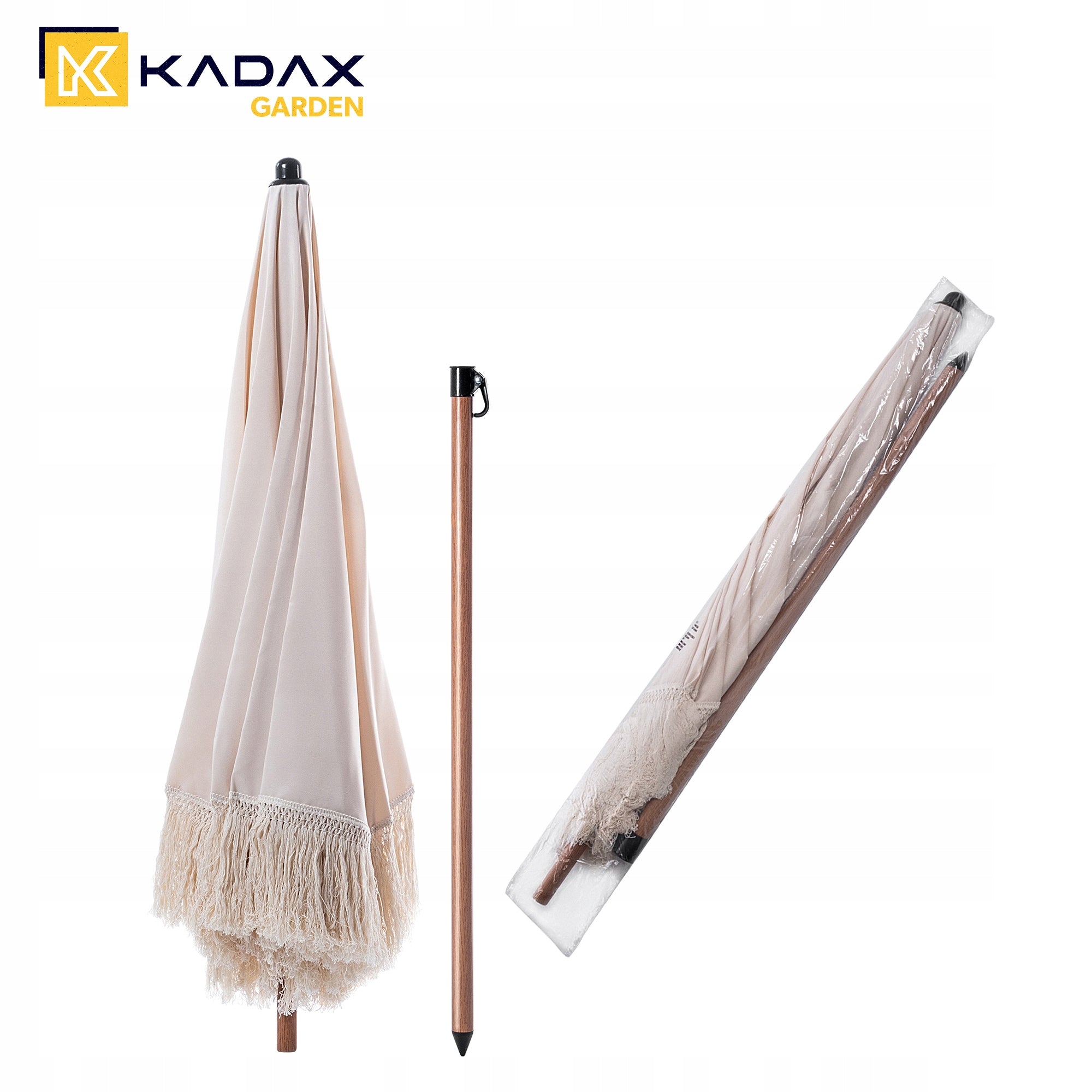 BALCONY GARDEN UMBRELLA 180cm FOLDING TERRACE ADJUSTABLE WITH FRINGES BOHO Diameter/width 180 cm