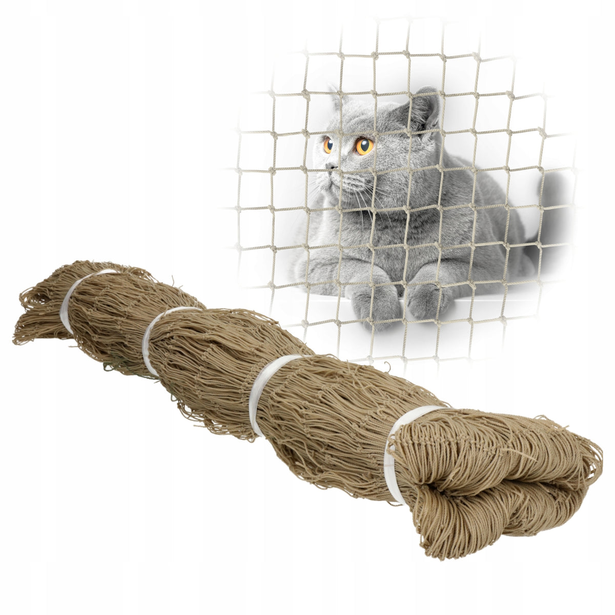 BALCONY NET 2x3m FOR CAT CATS REINFORCED WITH WIRE 80g EYELET 30x30mm