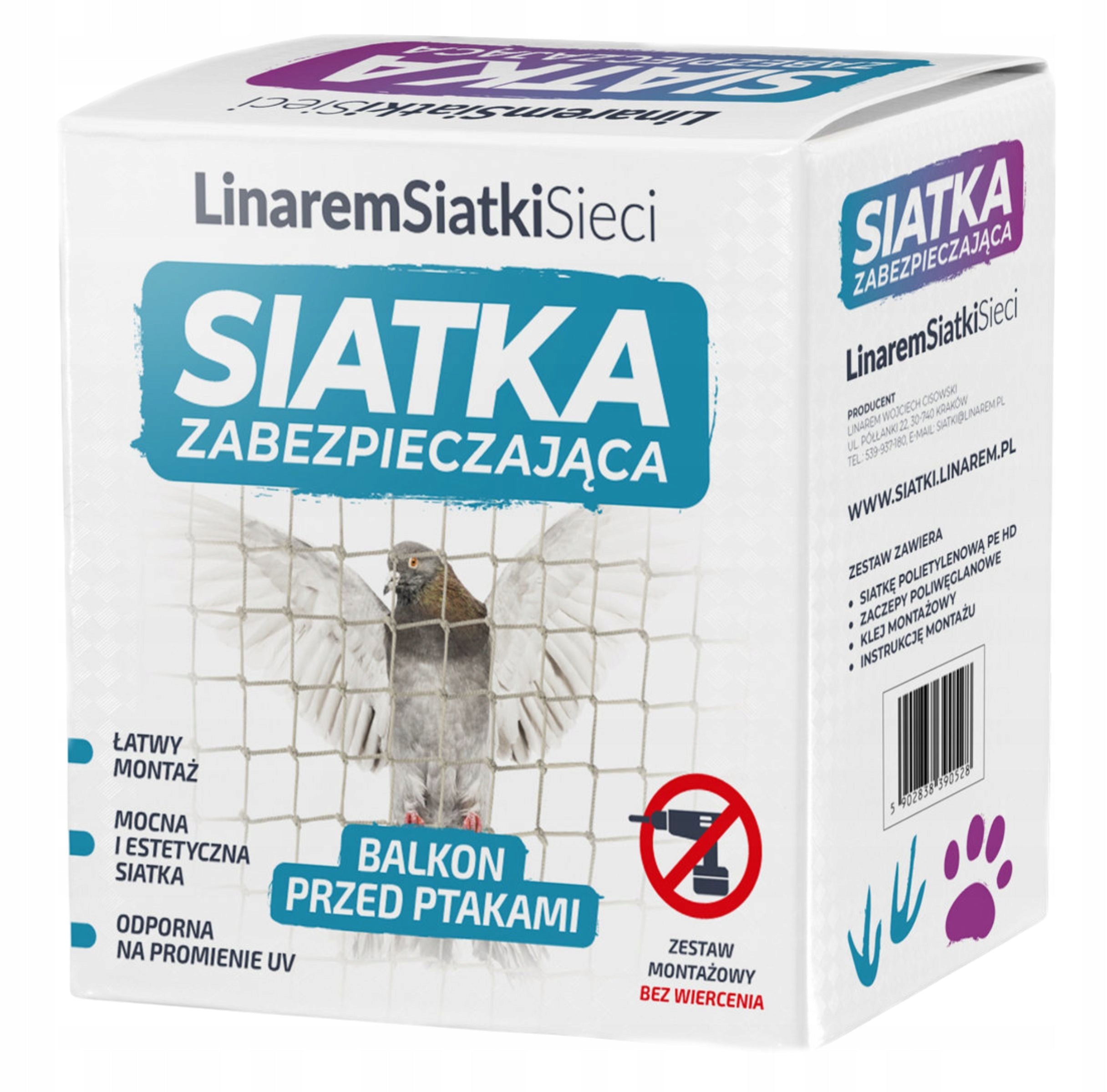 BALCONY NET 5x3m PIGEON BIRDS AGAINST BIRDS SET WITHOUT DRILLING