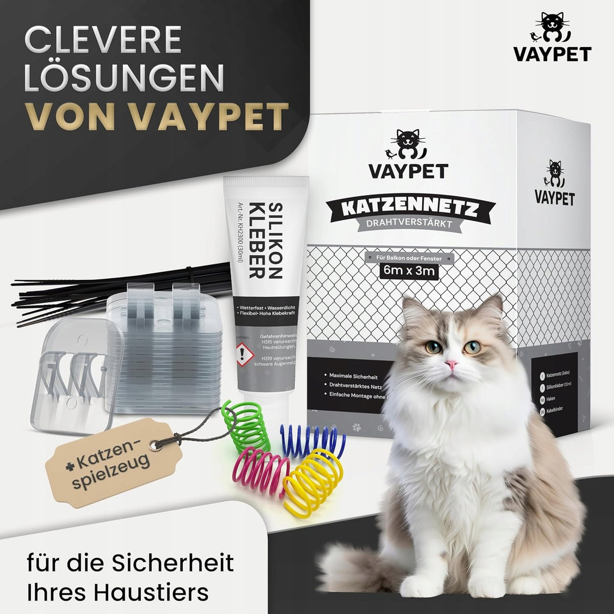 BALCONY NET FOR CAT WITHOUT DRILLING VAYPET 3x6m