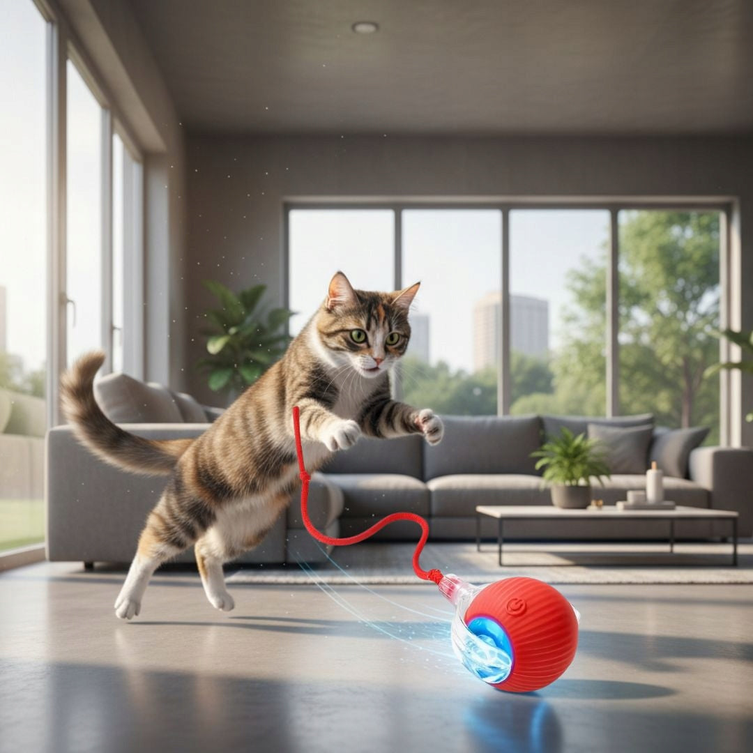 BALL CAT TOY LED INTERACTIVE ESCAPING FOR INDEPENDENT PLAY Manufacturer code PIŁKA DO SAMODZIELNEJ ZABAWY LED USB