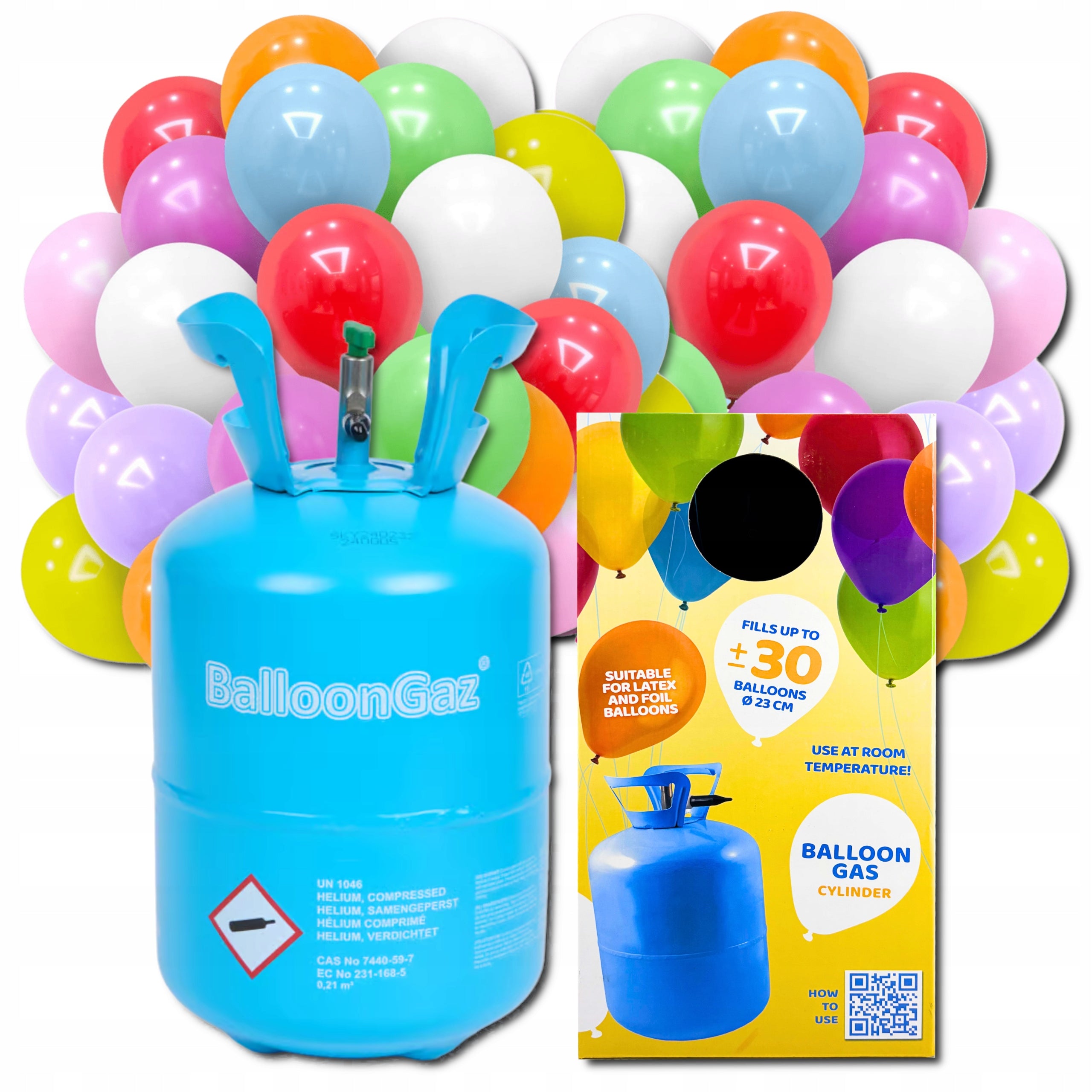 BALLOON FILLING HELIUM BIRTHDAY VALENTINE'S DAY FULL CYLINDER 0.21 M3 + BALLOONS EAN (GTIN) 5905832603700