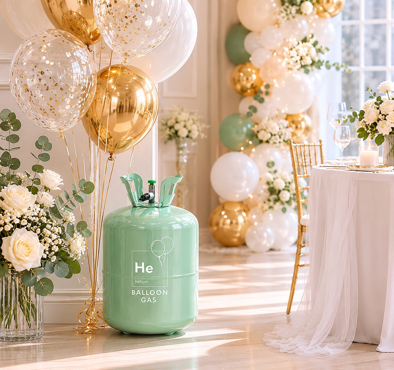 BALLOON HELIUM large helium bottle for 90 balloons 0,59 m3 for birthday wedding Brand PartyDeco