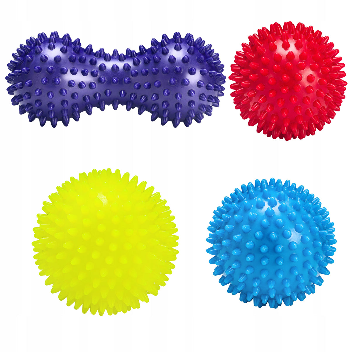 BALLS WITH SPIKES FOR MASSAGE 4 PIECES SENSORY REHABILITATION HEDGEHOGS
