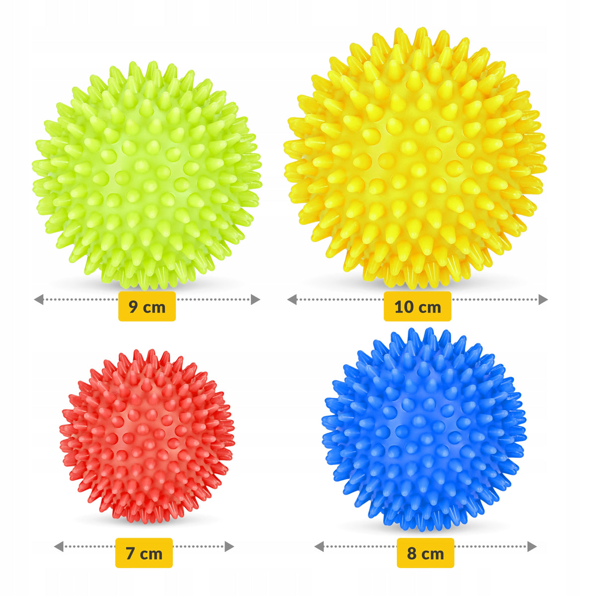 BALLS WITH SPIKES FOR MASSAGE REHABILITATION SENSORY BALLS SET HEDGEHOGS Brand 4FIZJO