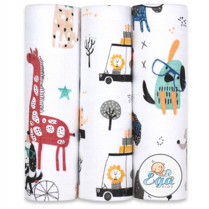 BAMBOO 60x60 Colored Diapers 100% Bamboo SET OF 3