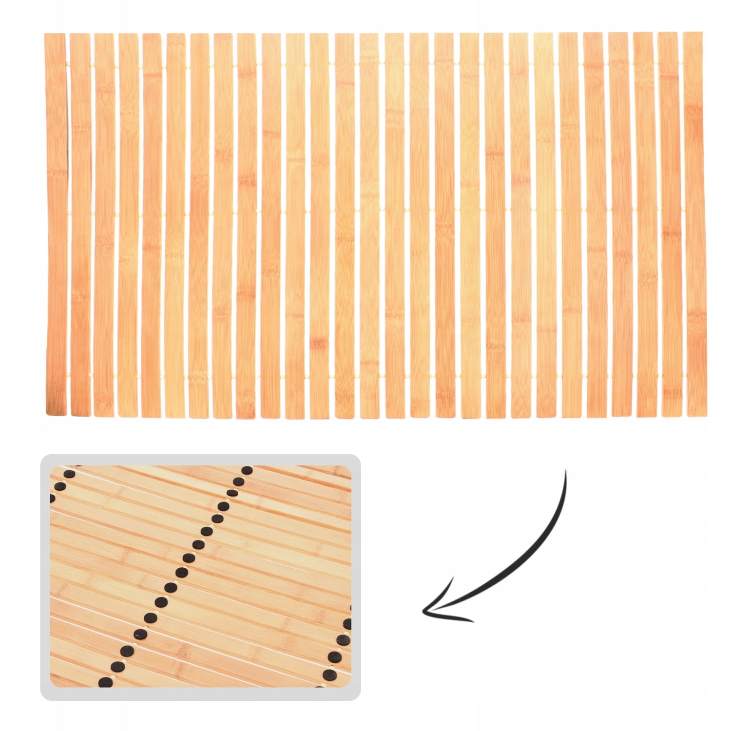 BAMBOO BATHROOM MAT WOODEN NON-SLIP RUG LARGE 50x80 cm Manufacturer code TIS3425