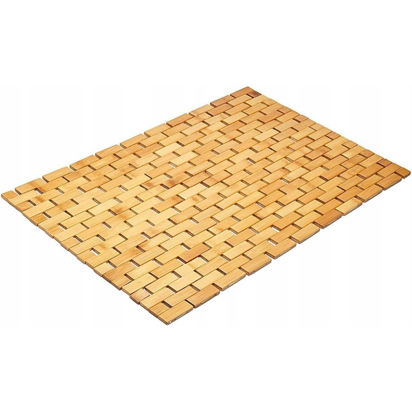 BAMBOO BATHROOM MAT WOODEN NON-SLIP RUG NATURAL 50x80 cm Brand Severno Home