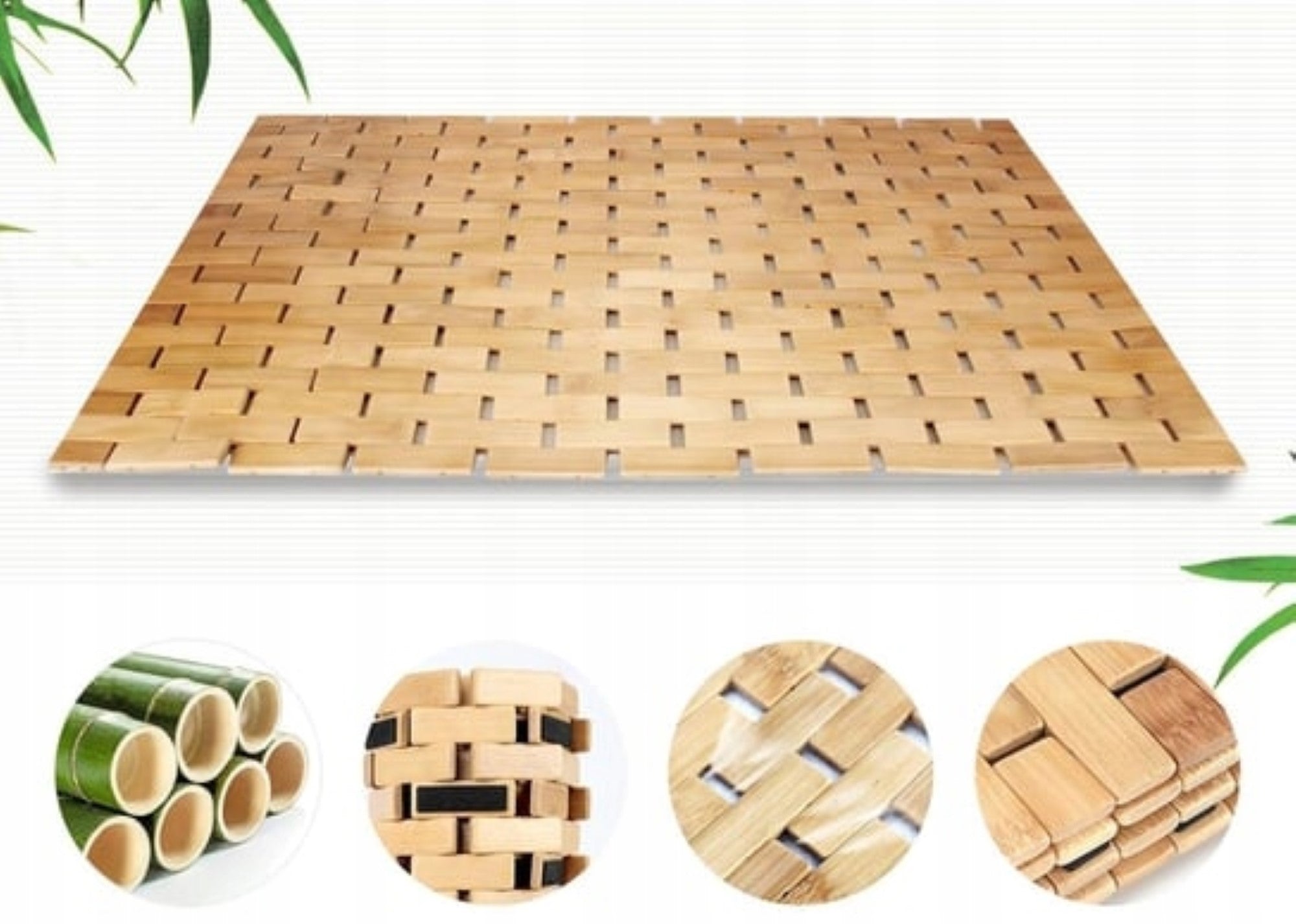 BAMBOO BATHROOM MAT WOODEN NON-SLIP RUG NATURE 80x50 CM Brand no brand