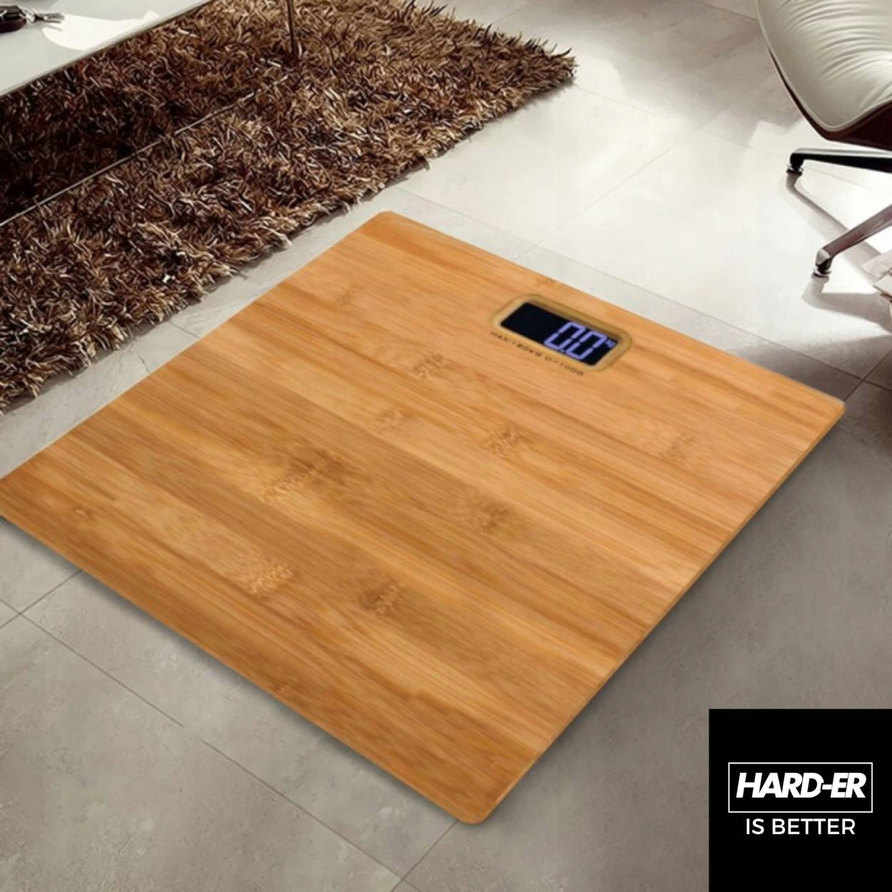 BAMBOO BATHROOM SCALE WOODEN LED DISPLAY Electronic Hard-er Manufacturer code Hard-er_waga_łazienkowa_bambusowa