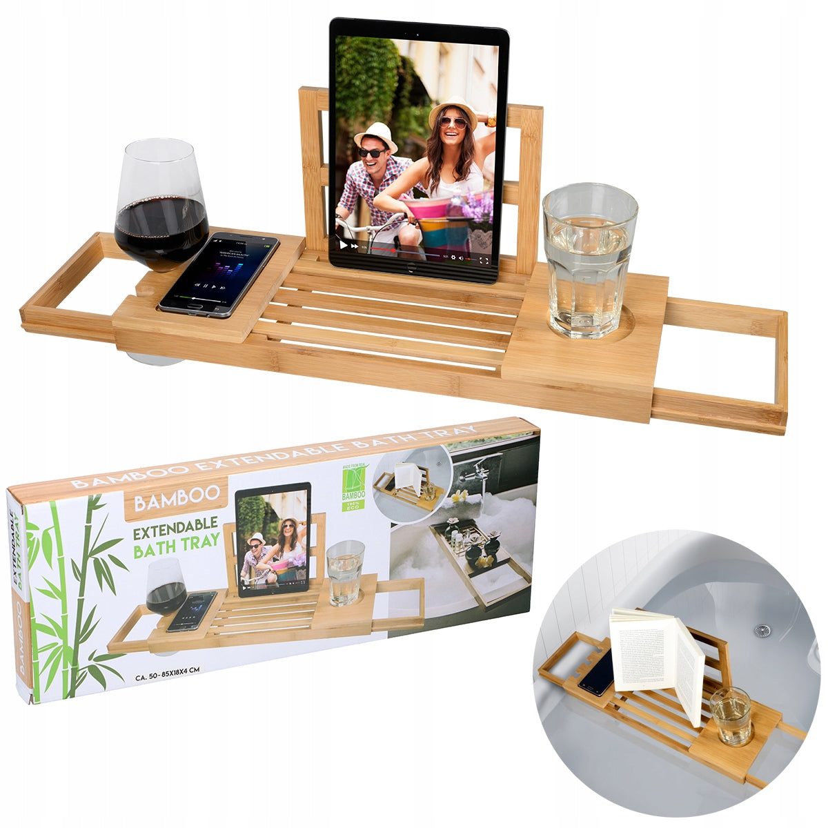 BAMBOO BATHROOM SHELF ADJUSTABLE 50 - 85 cm EAN (GTIN) 5905629543035