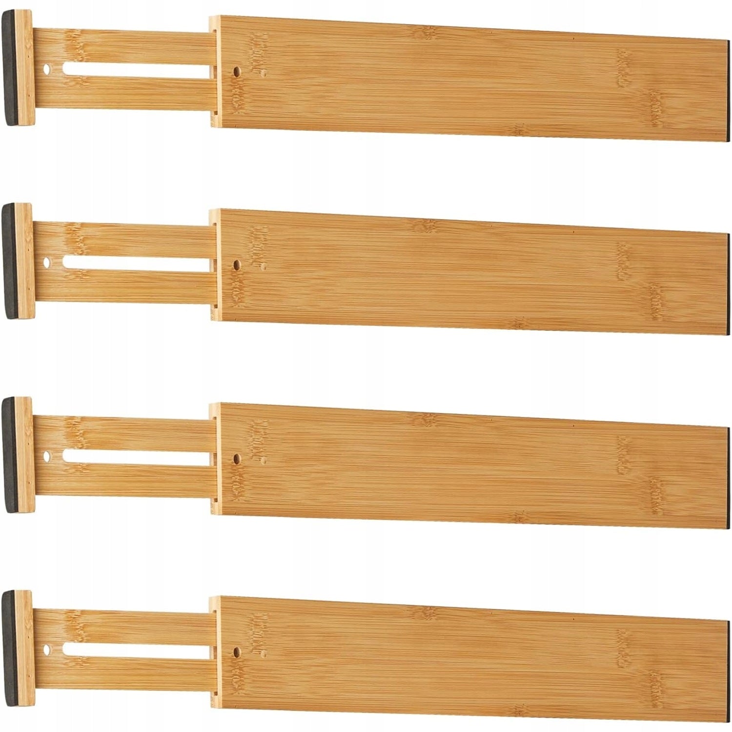 BAMBOO CABINET DRAWER COMPARTMENTS ADJUSTABLE ORGANIZER SEPARATOR 4 PACK Packaging status original