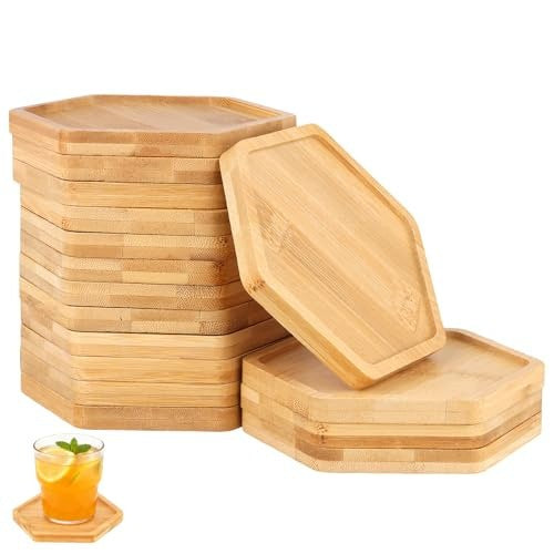 BAMBOO HEXAGONAL WOODEN BEVERAGE STANDS SET OF 16 Brand no brand