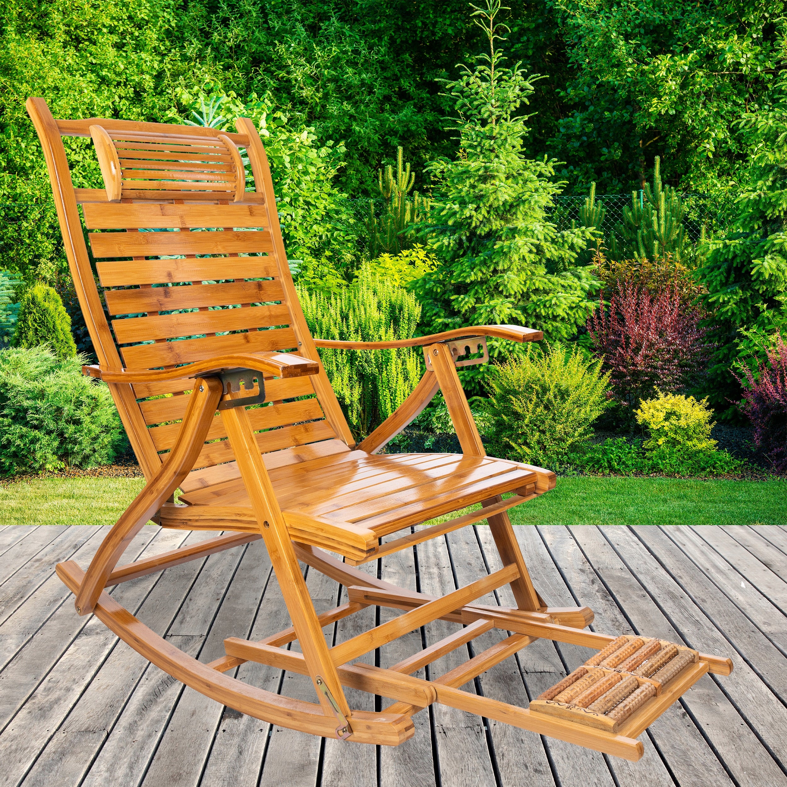 BAMBOO LOUNGER ROCKING CHAIR GARDEN MASSAGE BEACH FOLDING PREMIUM Manufacturer code Leżak ogorodwy Premium L66K