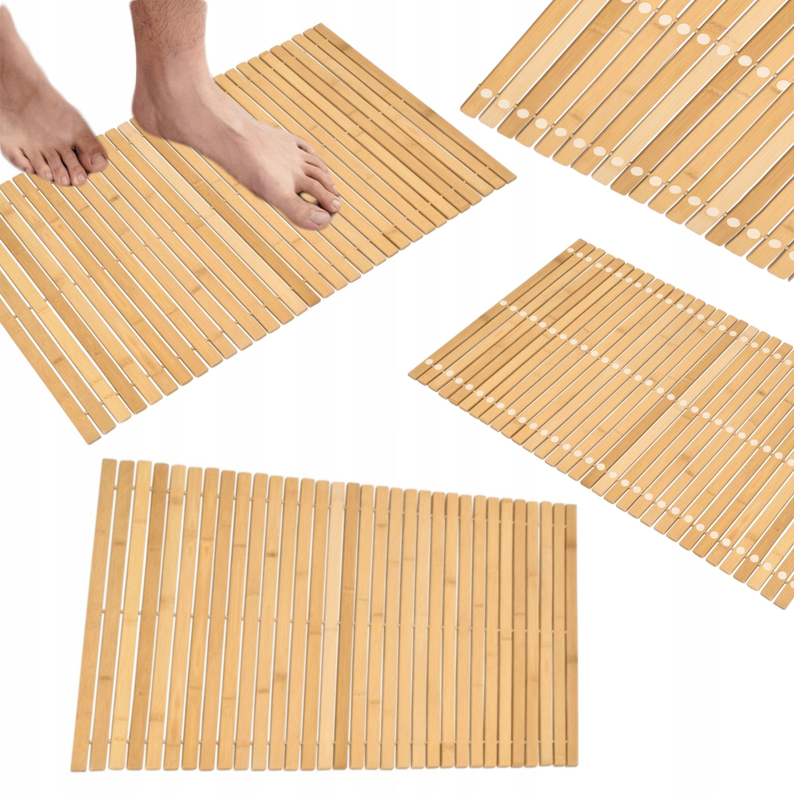 BAMBOO MAT FOR BATHROOM WOODEN BATHROOM RUG NATURAL 50x80 cm Thickness 7 mm