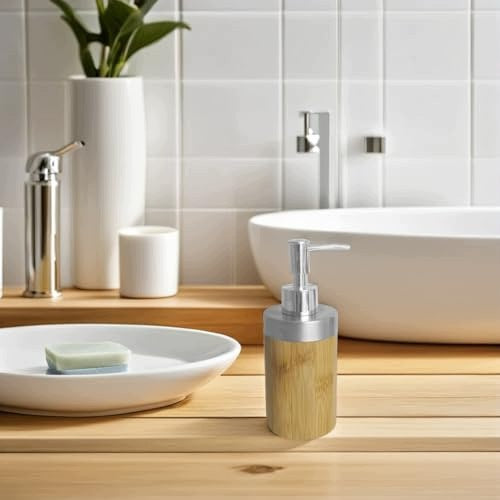 BAMBOO SOAP DISPENSER ROUND HANDHELD FOR BATHROOM LOTION SHAMPOO Model SWC5908151133422