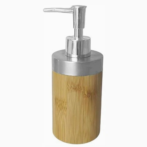 BAMBOO SOAP DISPENSER ROUND HANDHELD FOR BATHROOM LOTION SHAMPOO