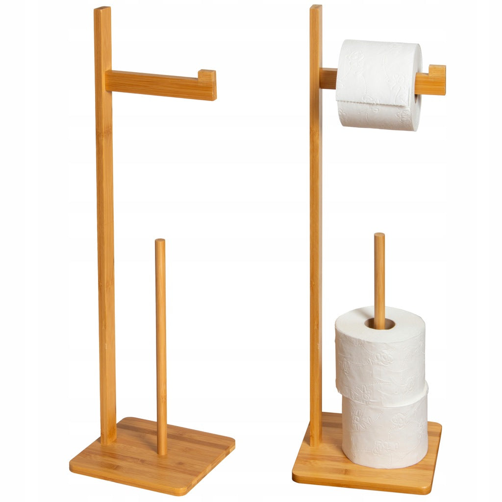 BAMBOO WOOD TOILET PAPER STAND SOLID STRONG